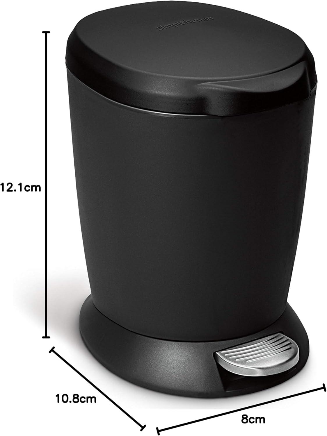 Black Plastic Round Step Trash Can with Steel Pedal