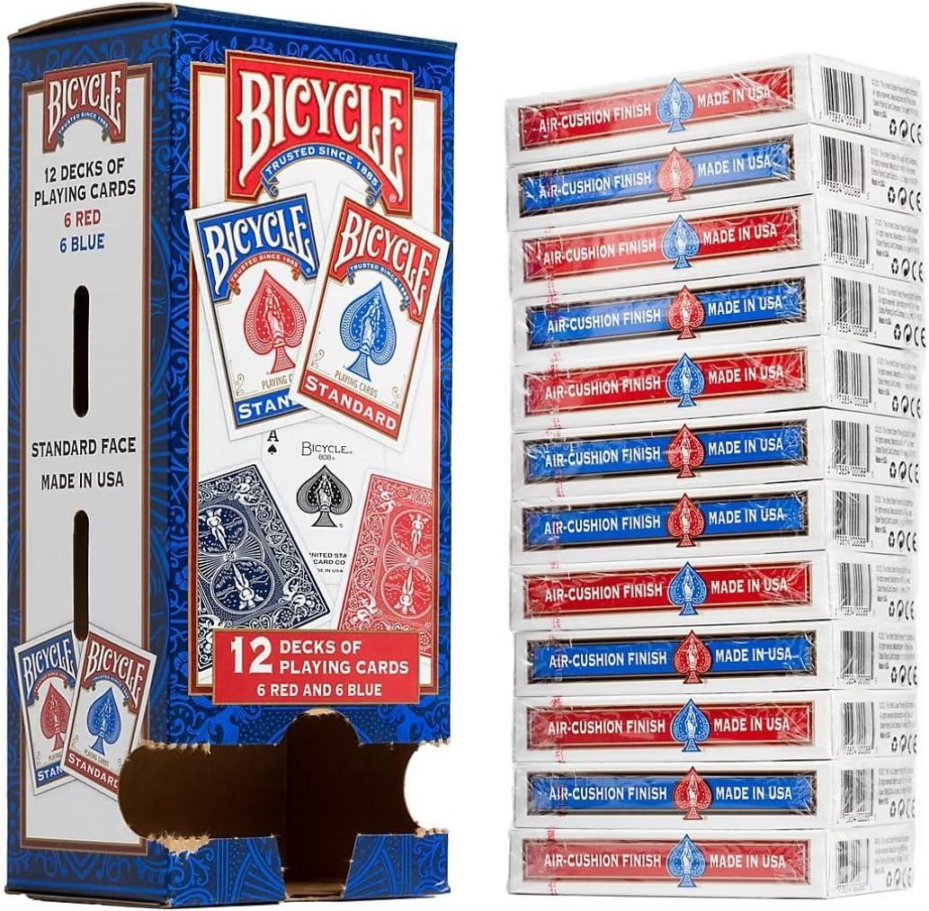 Bicycle Standard Playing Card Decks, Red Blue, 12 Pack