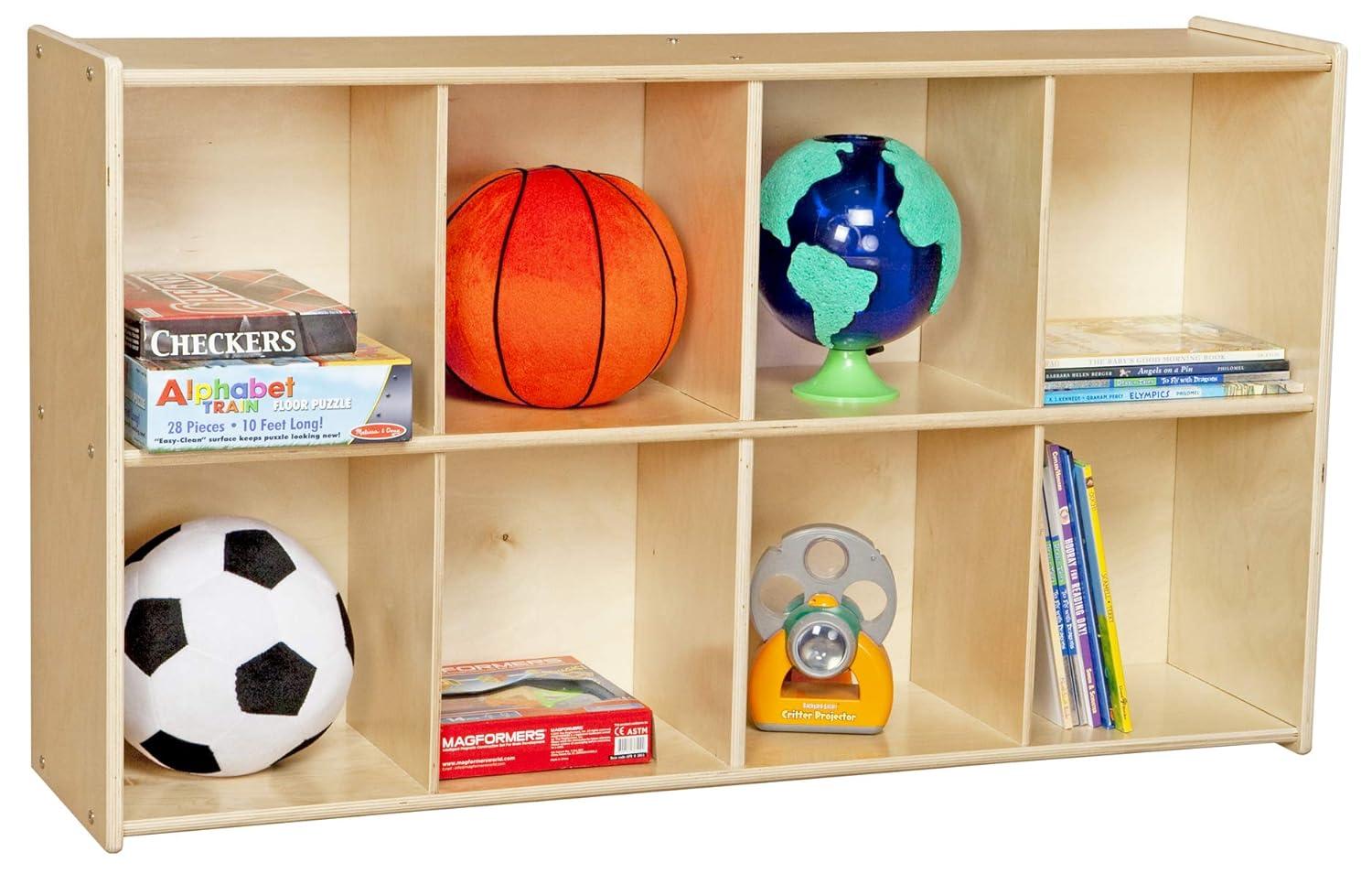 Birch Wood 8-Cubby Kids Storage Organizer