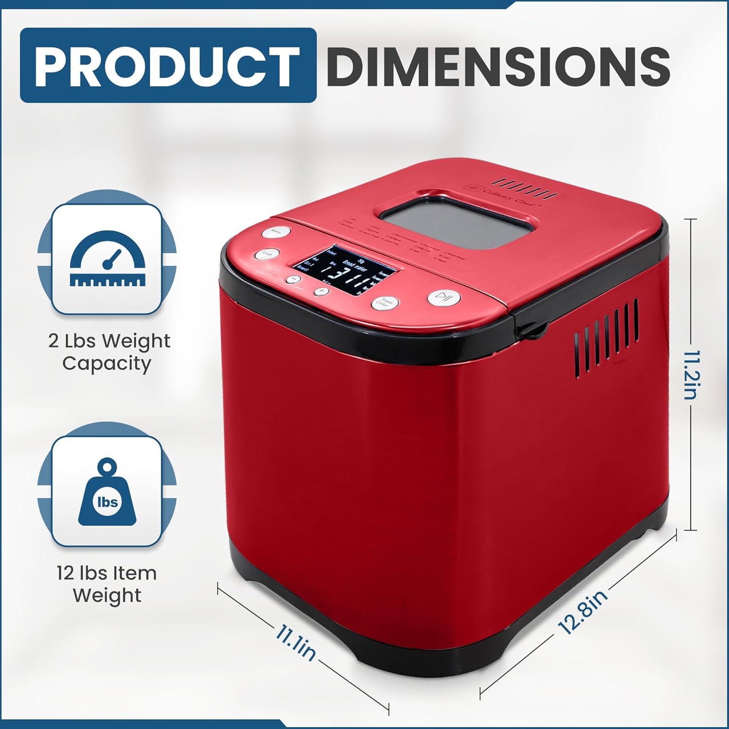 CULINARY CHEF Automatic Bread Maker, Red