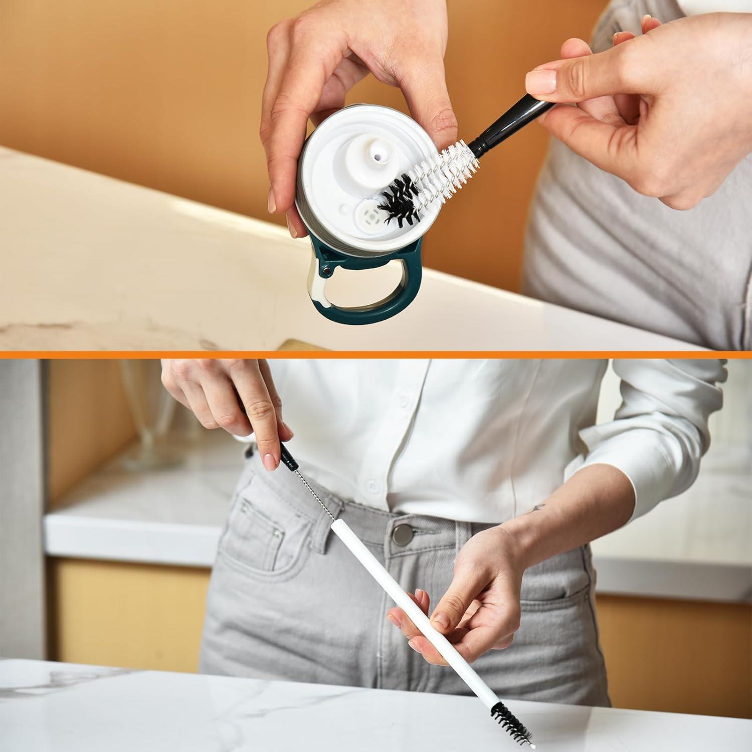 ZOUYUE 8 Pcs Bottle Cleaning Brush Set Long Handle Black Bottle Cleaner Sturdy Food Grade for Cleaning Baby Bottles Sports Water Bottles Flask