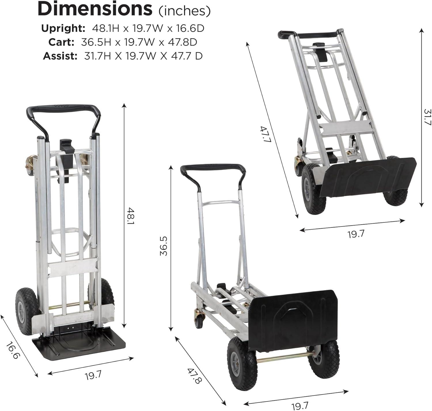 Heavy Duty Silver and Black 4-in-1 Convertible Hand Truck