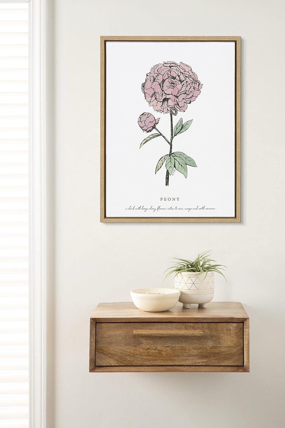 Kate and Laurel Sylvie Garden Peony Framed Canvas by Statement Goods