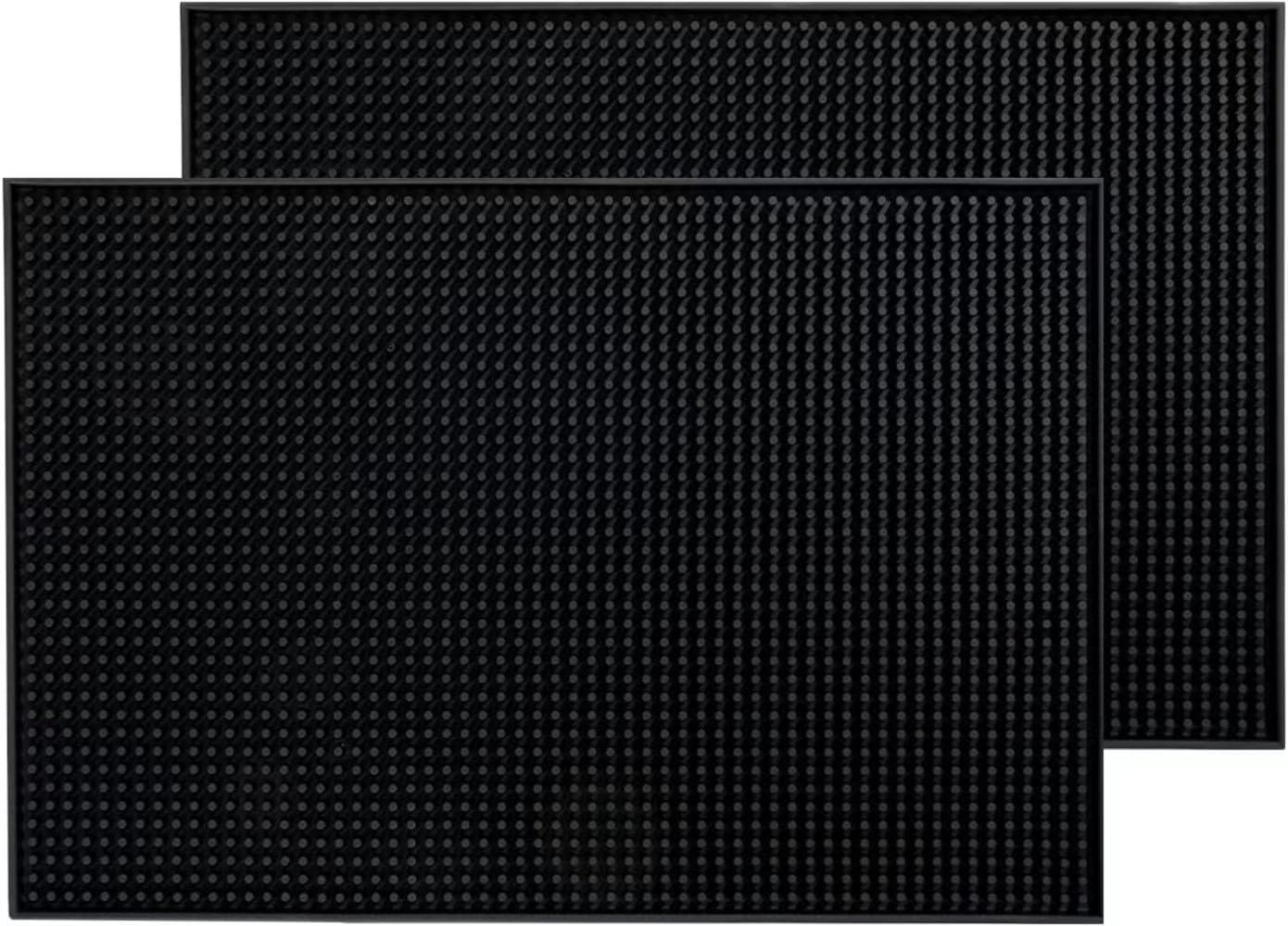 Black Silicone 18'' x 12'' Bar Service Mats, Set of 2