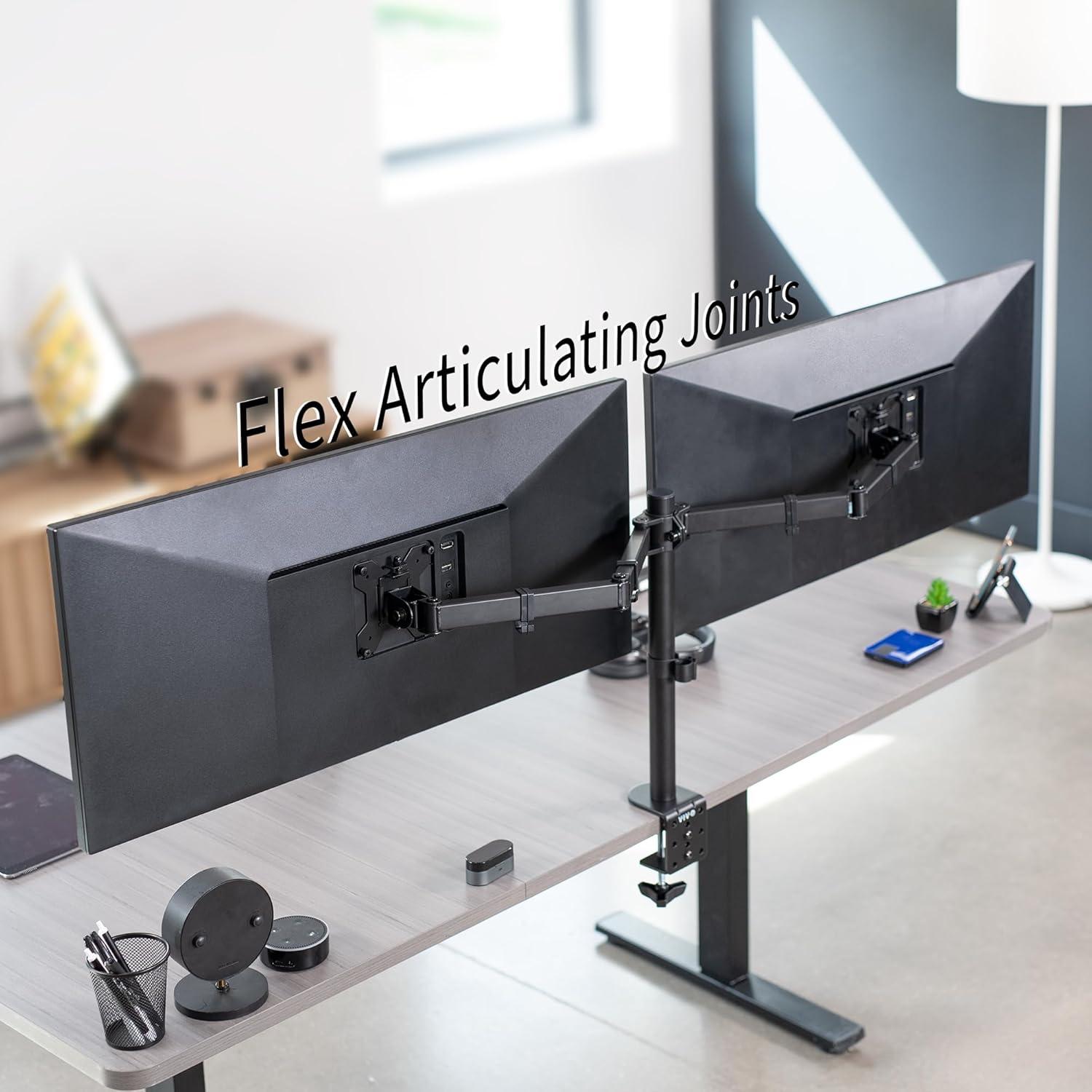 VIVO Black Dual Monitor Adjustable Desk Mount, Fits Ultrawide Screens up to 38"