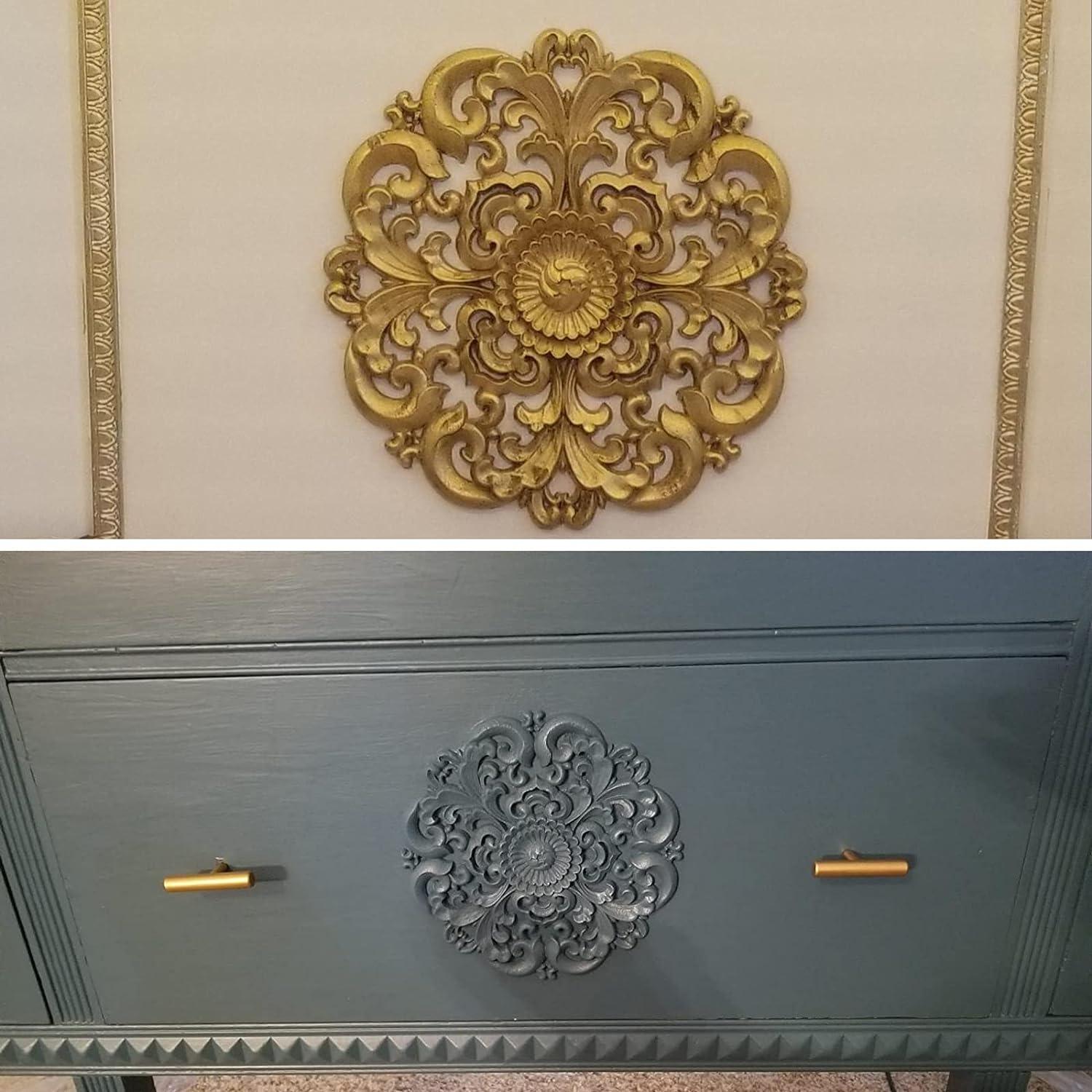 Frcolor Wood Corner Wooden Applique Onlay Furniture Cabinet Carved Decals Flower Unpainted Oval Appliques Diy Onlays Carving
