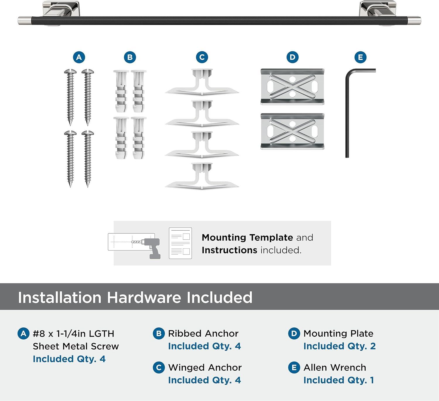 Polished Nickel and Black Bronze 24" Towel Bar