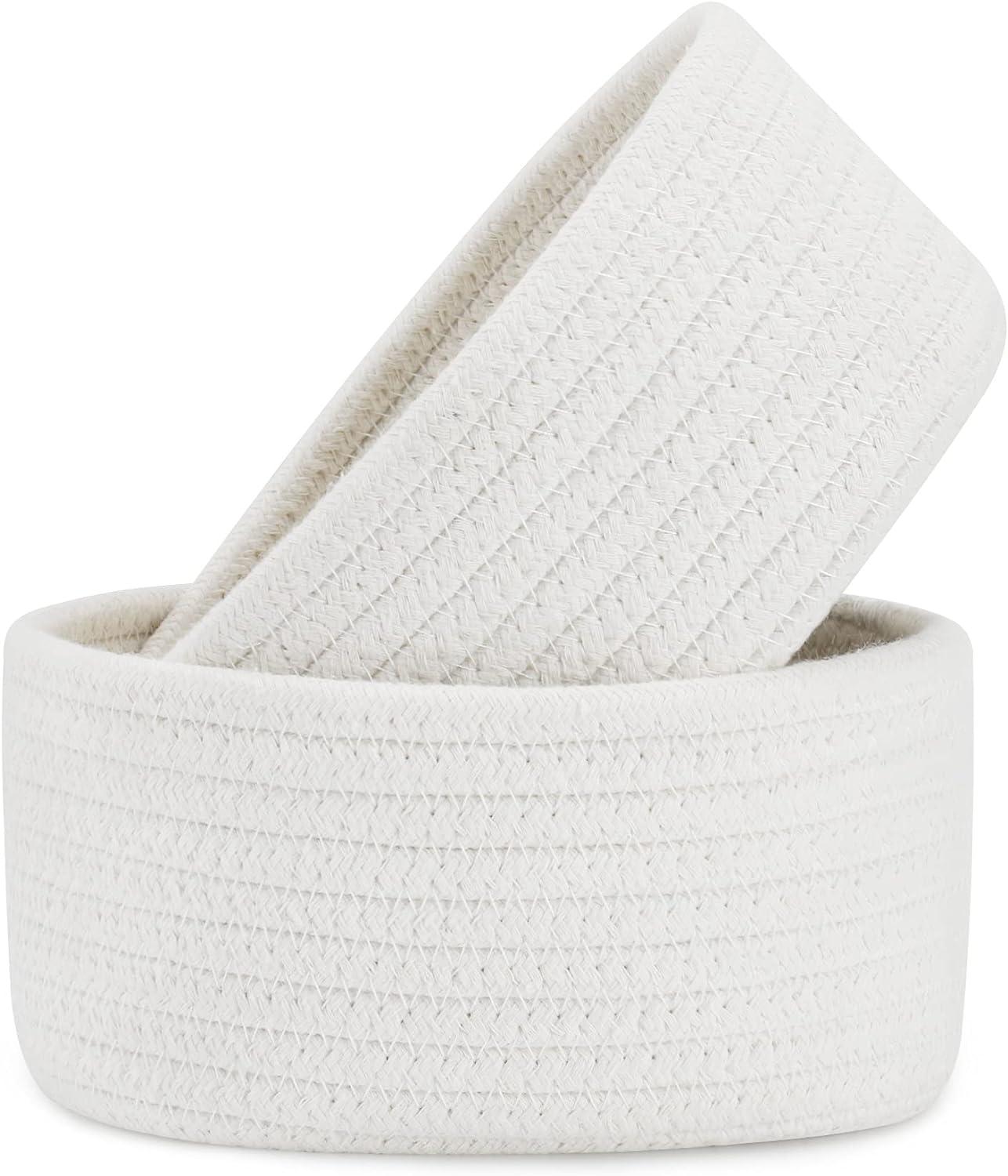 Natural Cotton Oval Mini Storage Baskets, Set of 2