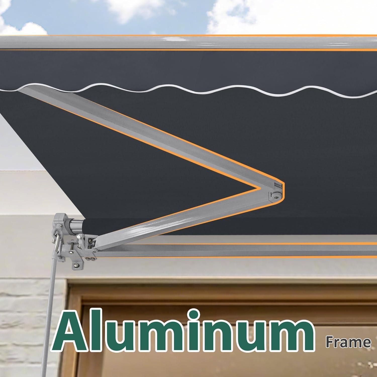 Macrout Patio Awning 12x8 Feet Sunshade Canopy for Manual Retractable Awnings, 4664 (Dark Grey)