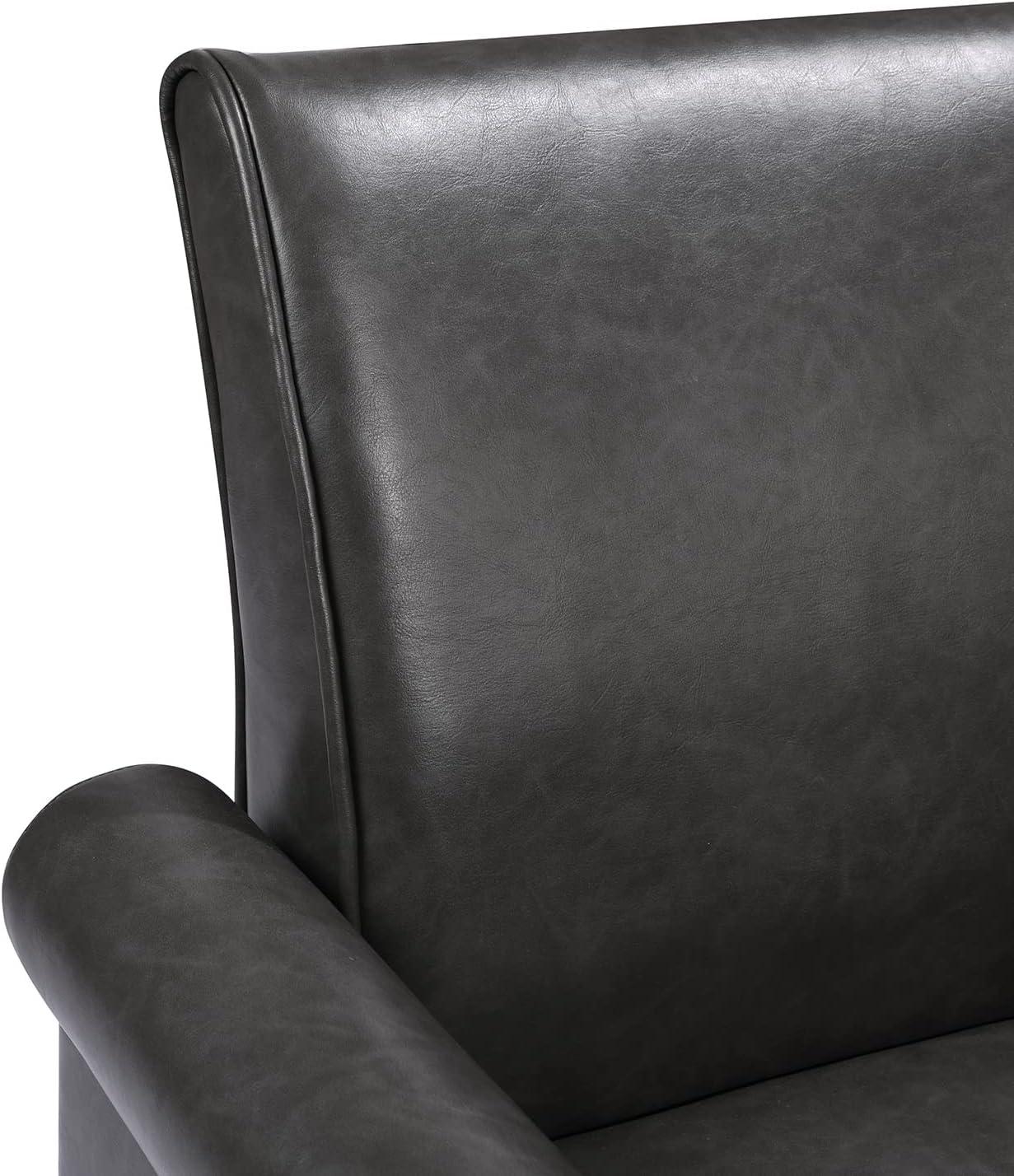 THSUPER Living Room Grey Accent Chair | Faux Leather | Modern Club Chair, Comfy Single Sofa Chair