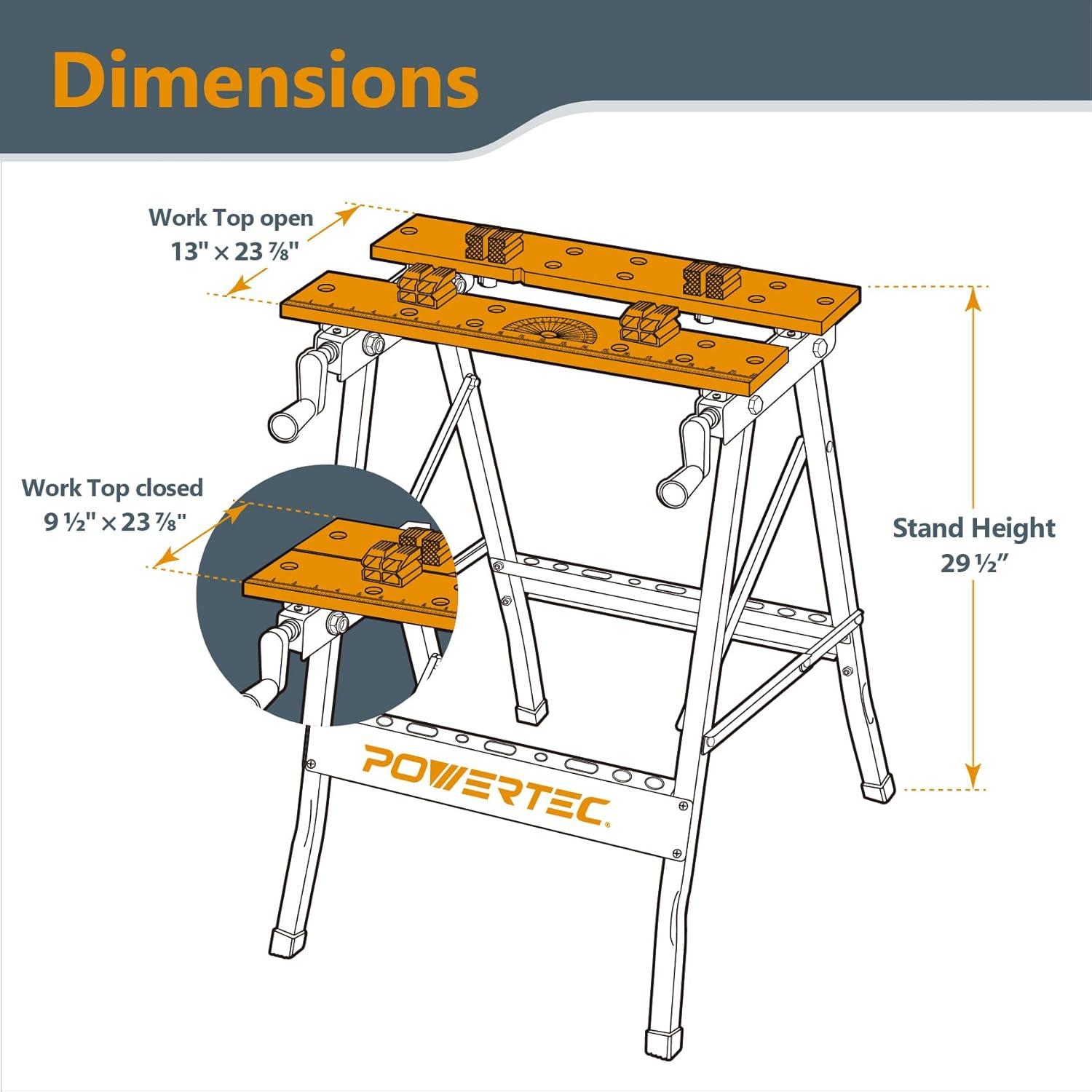 POWERTEC Workbench Bamboo Top Portable Project Center and Vise Tool MT4006