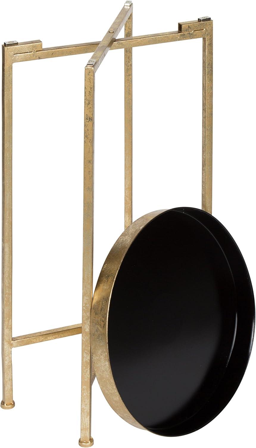 Kate and Laurel Celia Round Metal Tea Table, 14x14x25.75, Gold and Black
