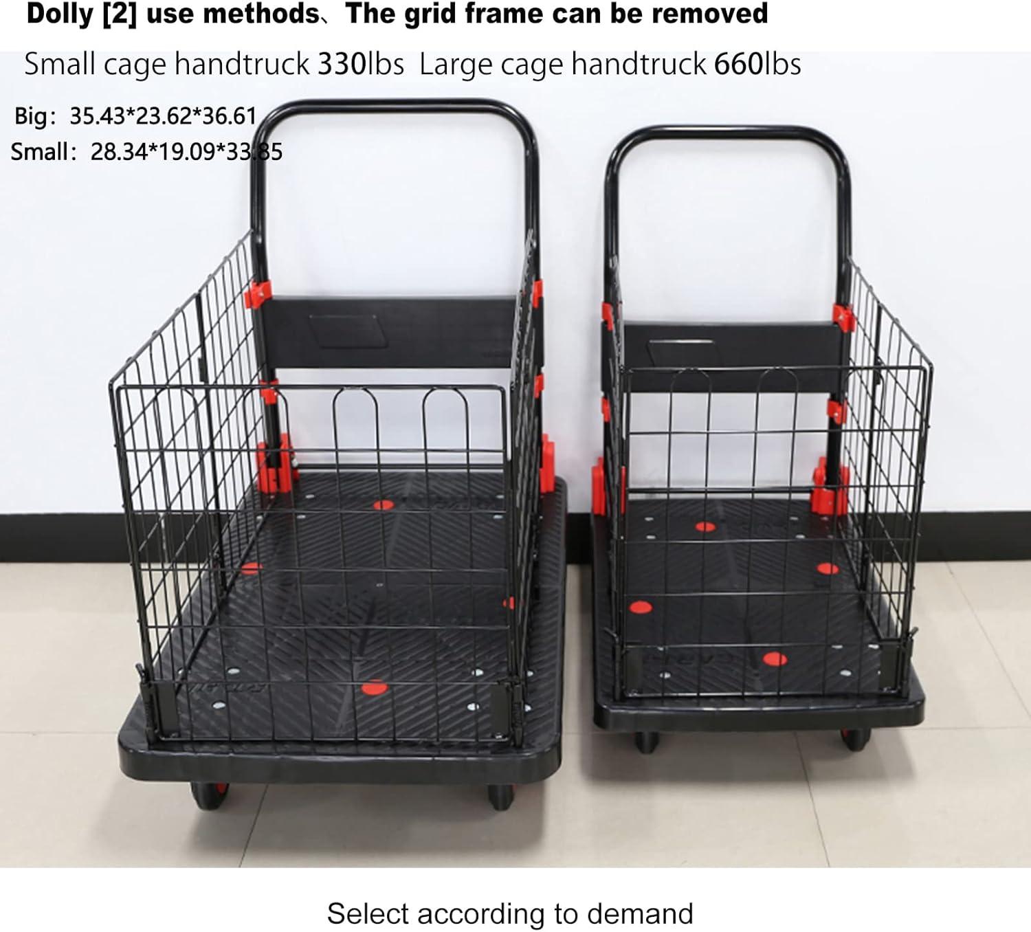 660 lbs Black Steel Foldable Platform Hand Truck Cart