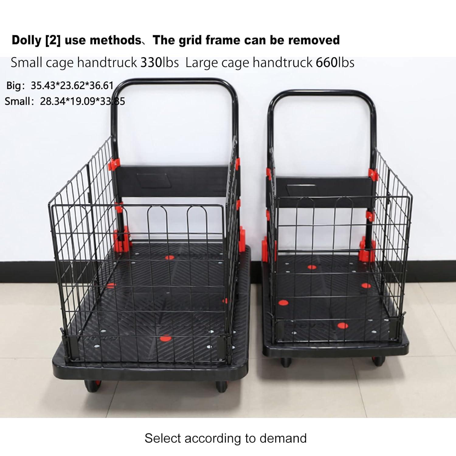 660 lbs Black Steel Foldable Platform Hand Truck Cart