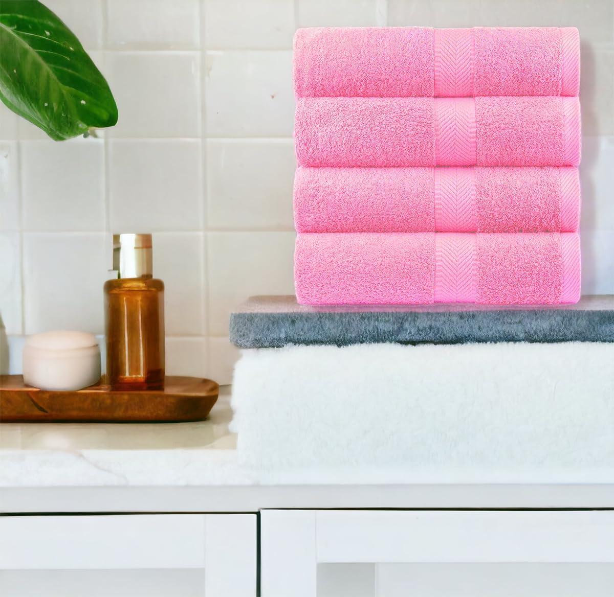 Oversized Pink Organic Cotton Bath Towel Set - 4 Pack