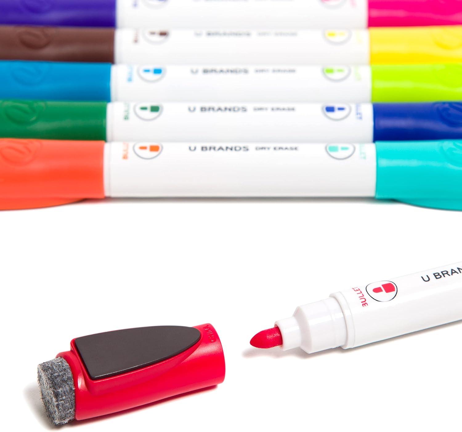 U Brands Magnetic Dry Erase Markers Chisel Tip, Assorted Colors, 6 Count