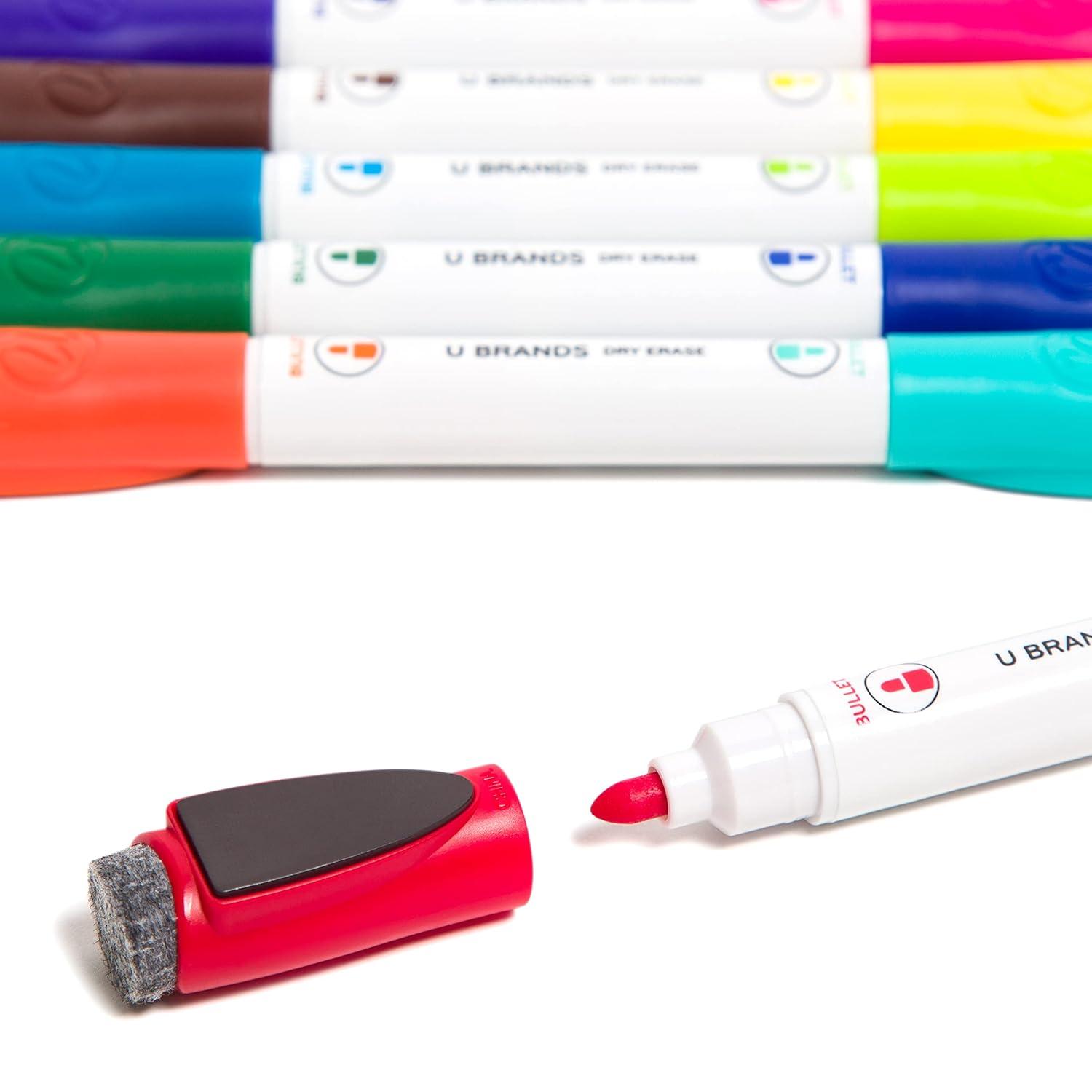 U Brands Magnetic Dry Erase Markers Chisel Tip, Assorted Colors, 6 Count