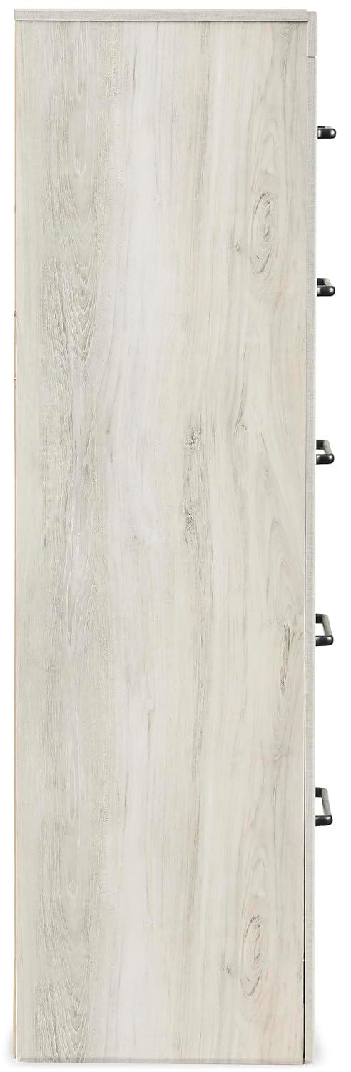 White and Light Brown 5-Drawer Transitional Chest