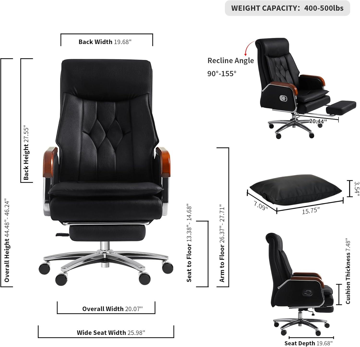 Kinnls Kinnls Cameron Massage Chair Genuine Leather Executive Chair With Headrest