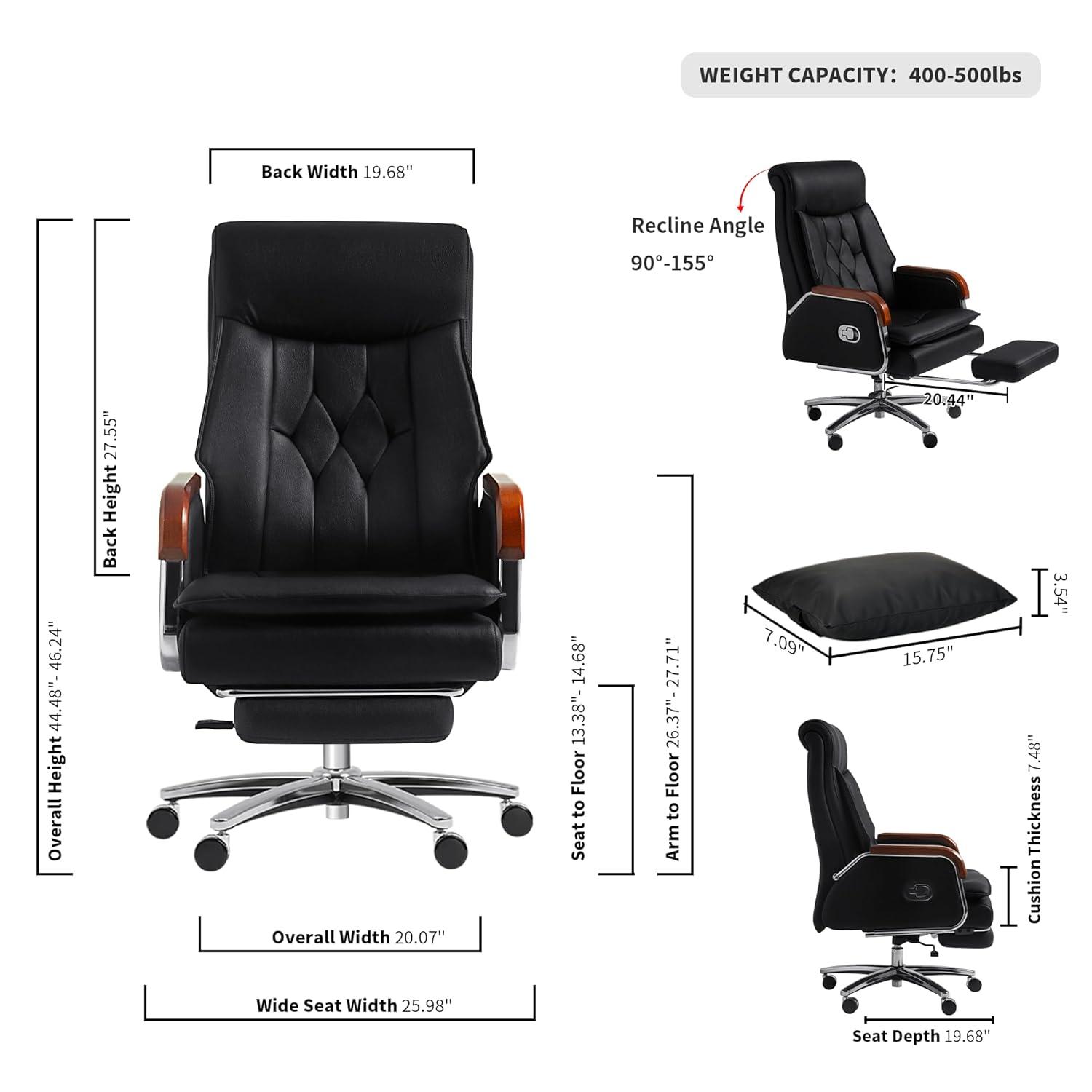 Kinnls Kinnls Cameron Massage Chair Genuine Leather Executive Chair With Headrest