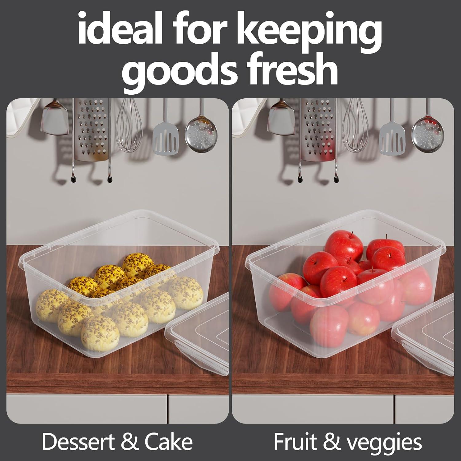 Zopnny 2-Pack Plastic Containers Box with Latching Lid, Stackable Nestable Storage Bins, Clear Pizza Dough Proofing Box, 16 Quart