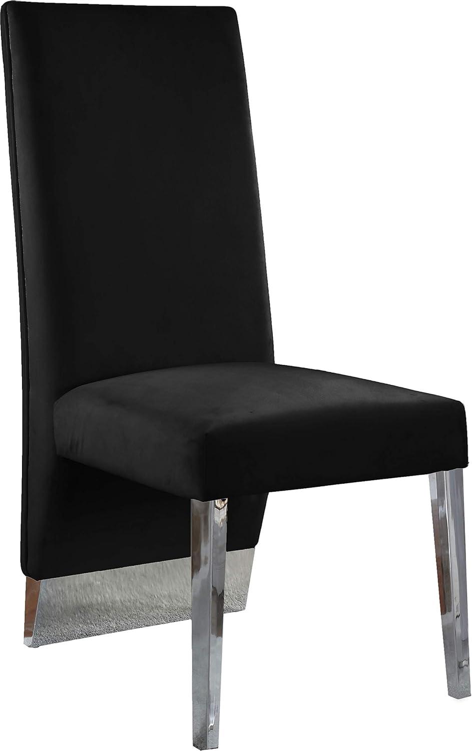 Porsha 19"H Velvet Dining Chair in Black (Set of 2)-Meridian Furniture