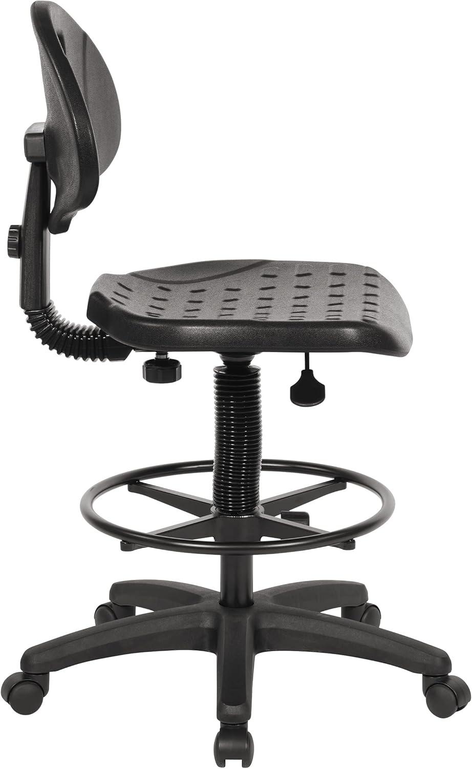 Black Plastic Urethane Intermediate Drafting Chair with Adjustable Footrest