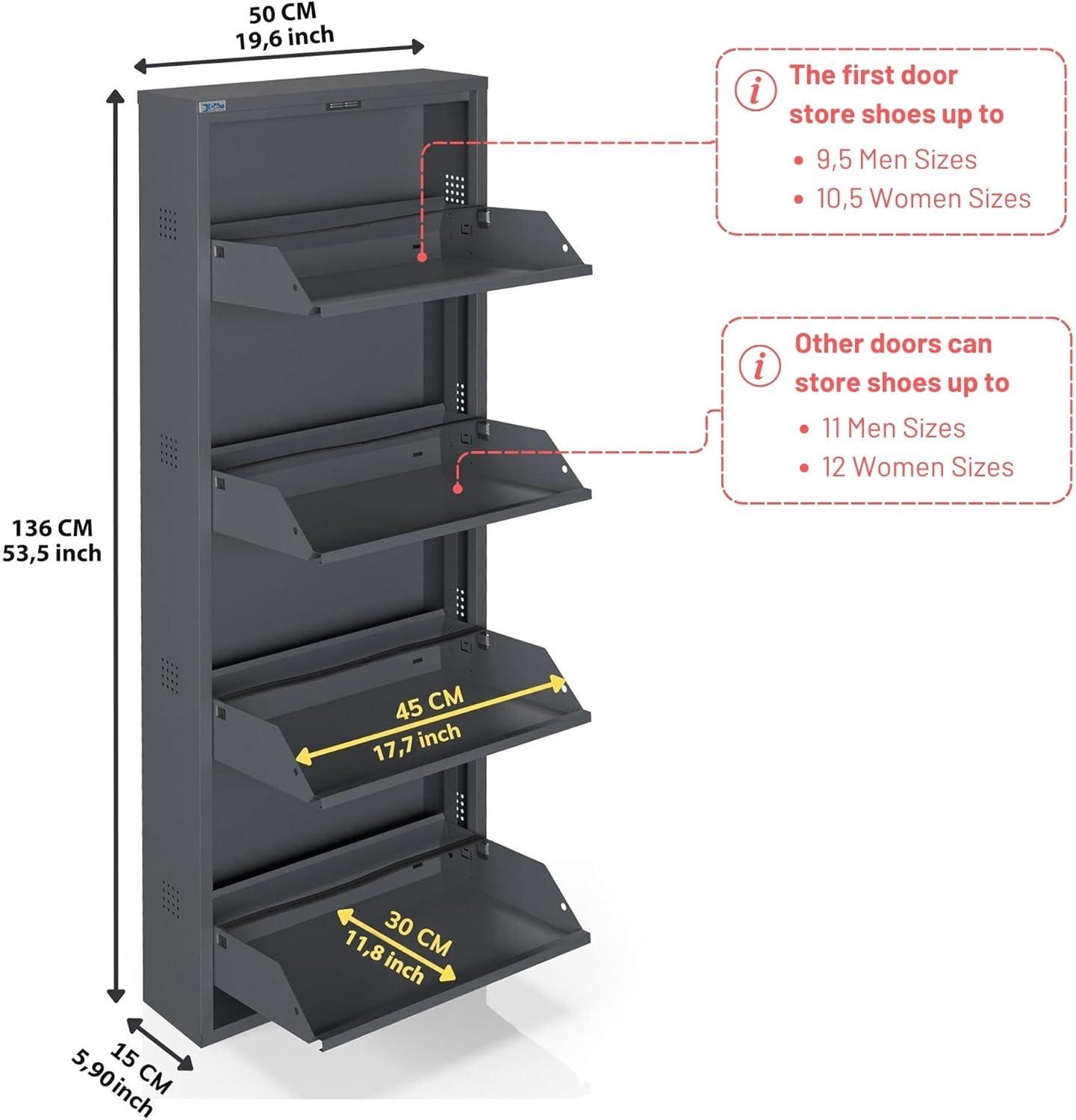 CEHA USA Antibacterial 4 Tier metal shoe cabinet side holes