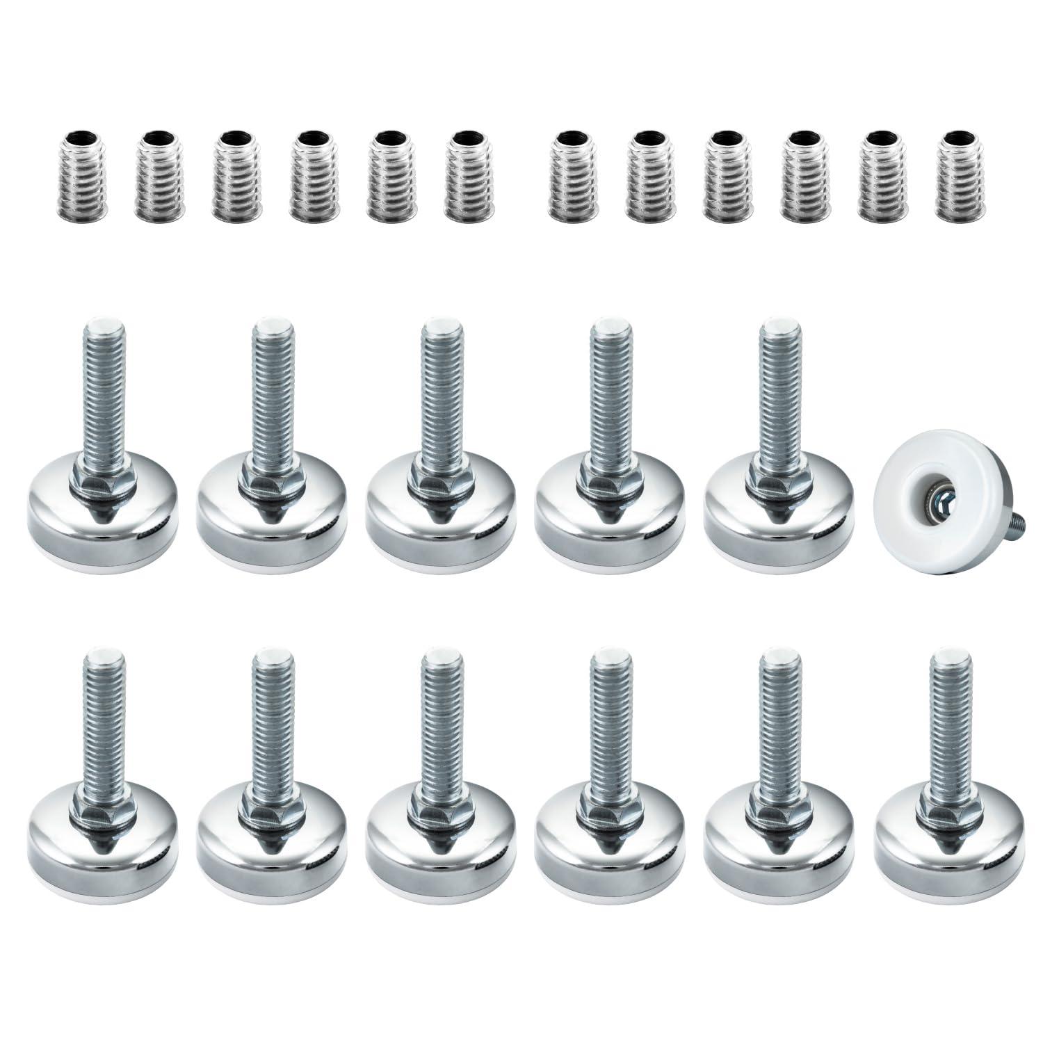 Chrome Heavy Duty Adjustable Furniture Leveling Feet Set of 12