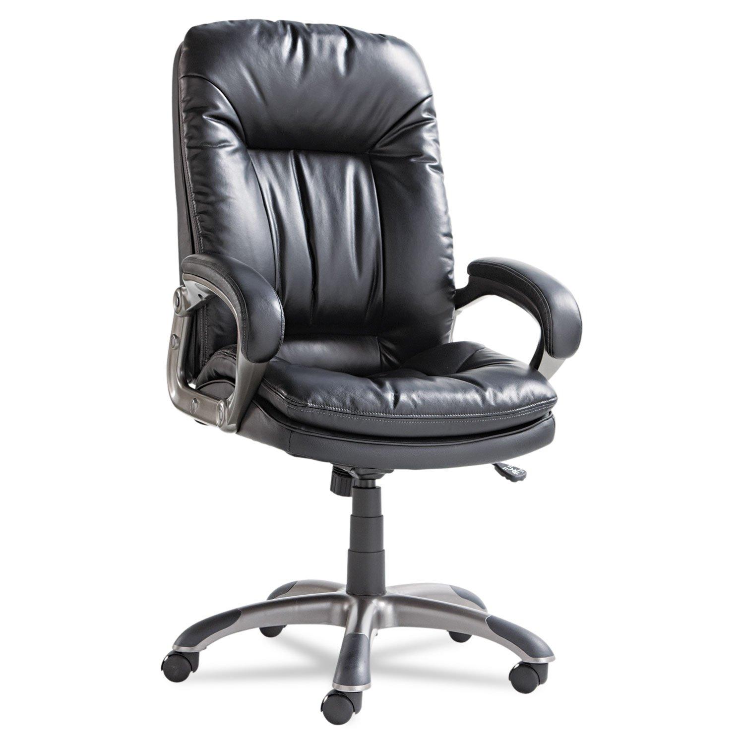OIF Executive Swivel/Tilt Bonded Leather High-Back Chair, Supports Up to 250 lb, 18.50" to 21.65" Seat Height, Black