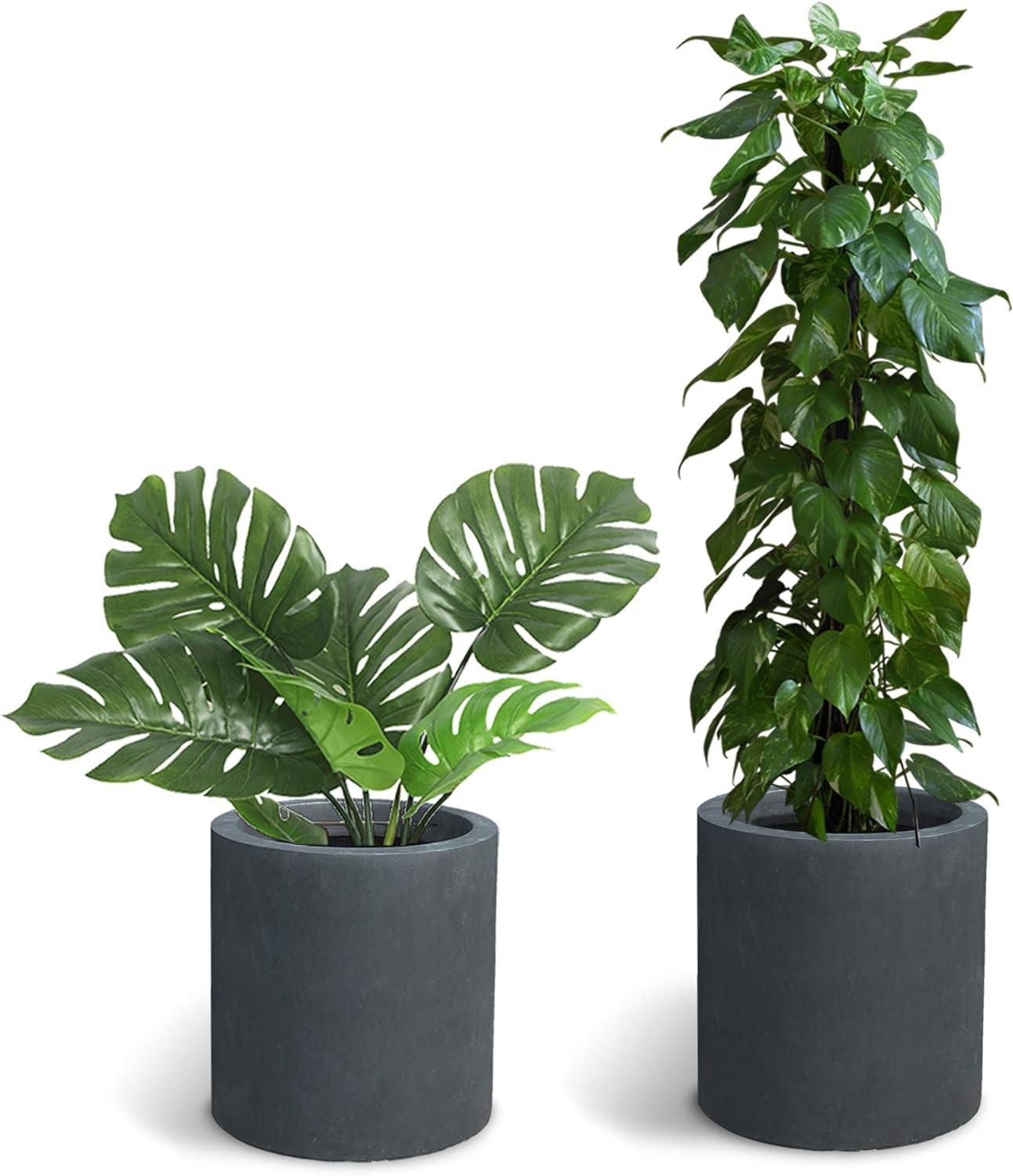 9.8" x 9.8" Kante Lightweight Concrete Modern Cylinder Outdoor Planter Charcoal - Rosemead Home & Garden, Inc.