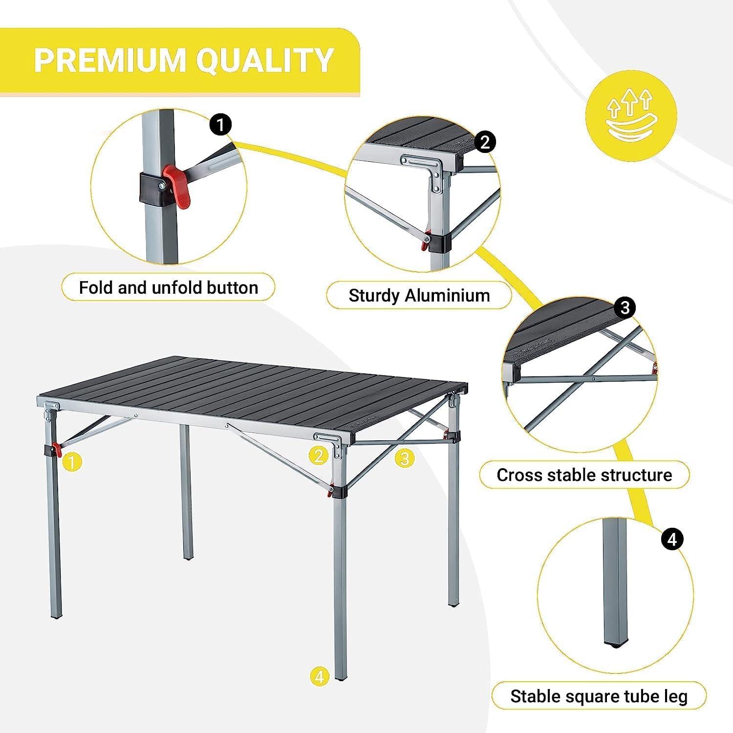 KingCamp 42" Aluminum Folding Camping Table with Carry Bag