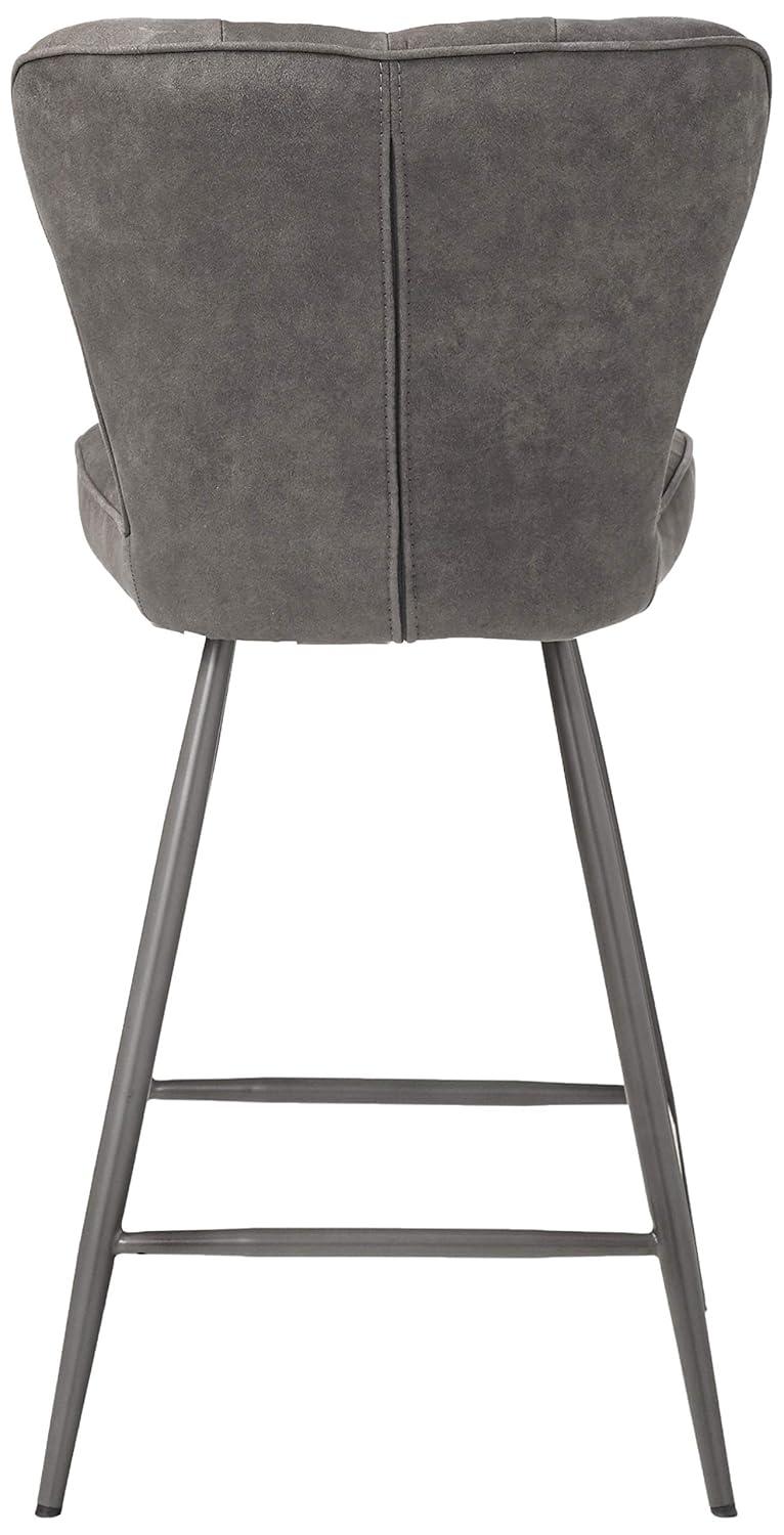Ashby 26"H Mid-Century Modern Leather Tufted Swivel Counter Stool (Set of 2) - FOX1702 - Grey - Safavieh Couture