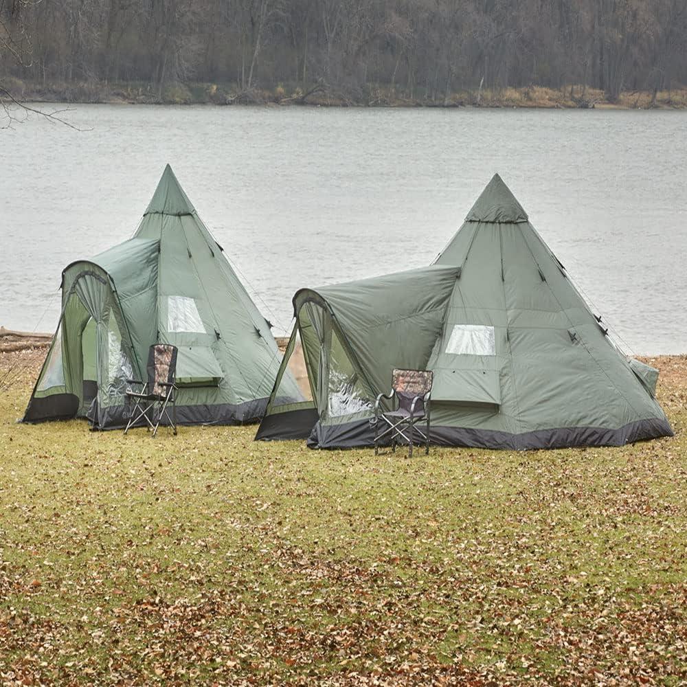 Green 14' x 14' Polyester Teepee Tent with Vestibule