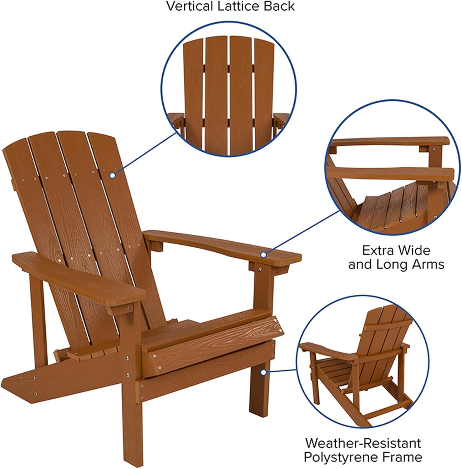 Charlestown Teak Poly Resin Adirondack Chair Set for Outdoor Relaxation