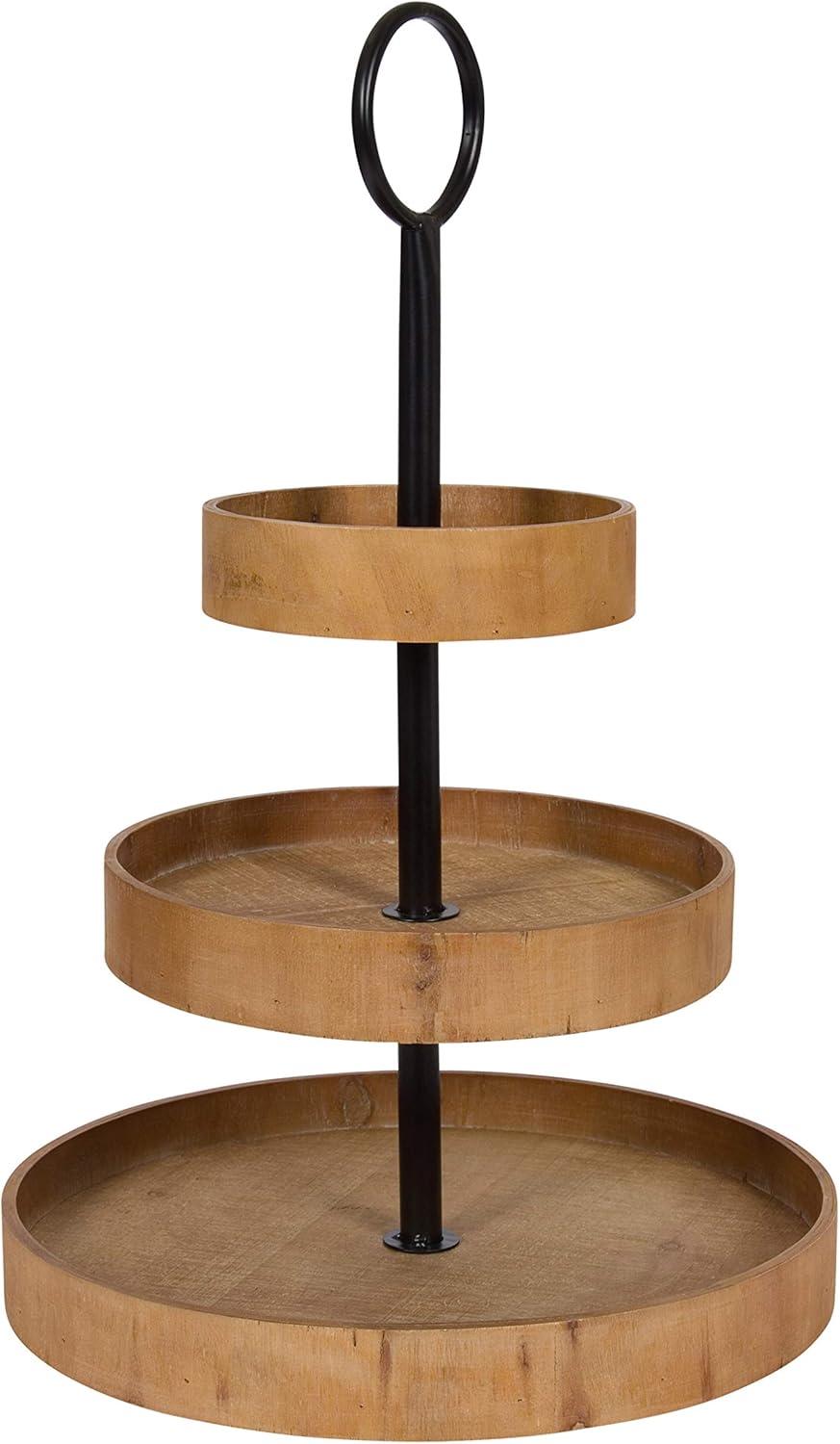 Kate and Laurel Woodmont 3 Tiered Wood Tray