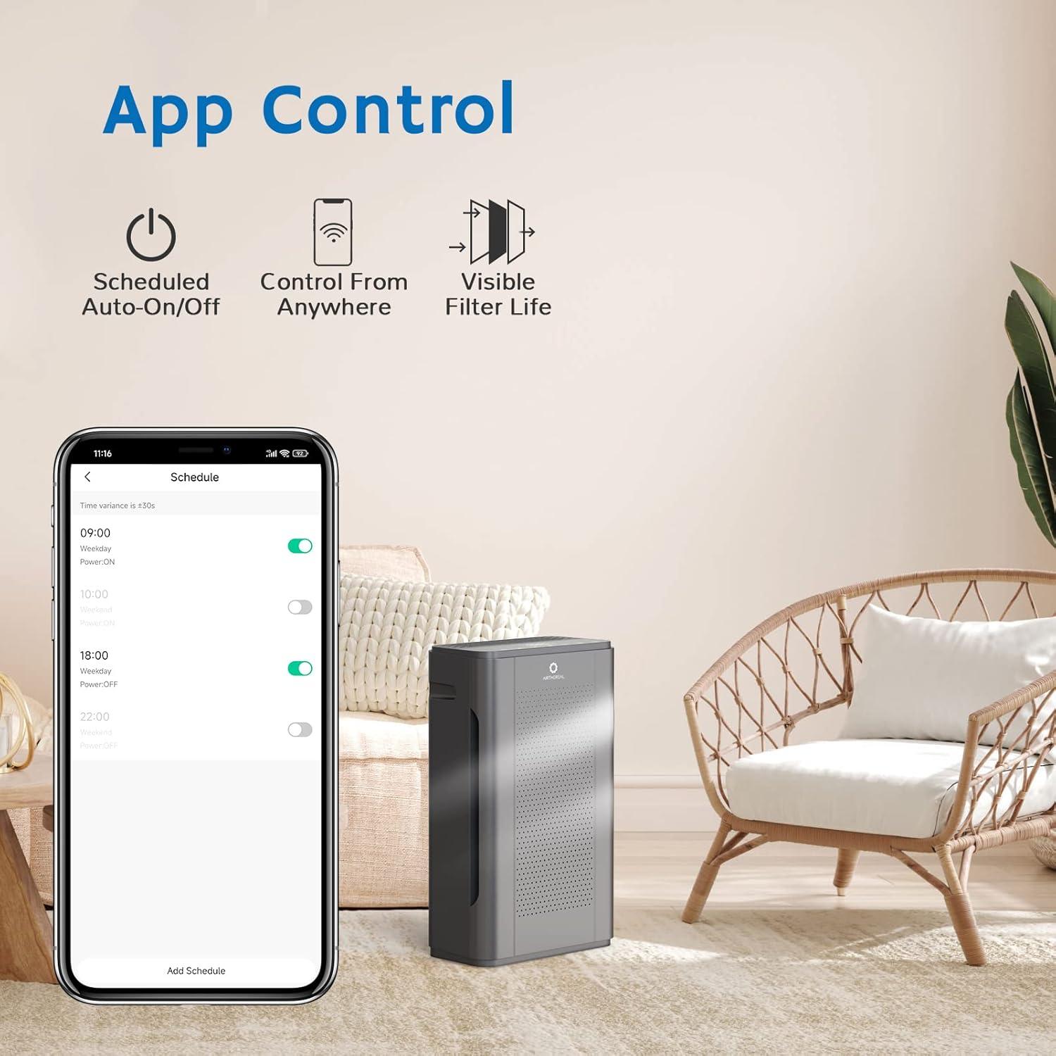 Gray HEPA Air Purifier with UV-C and WiFi Control