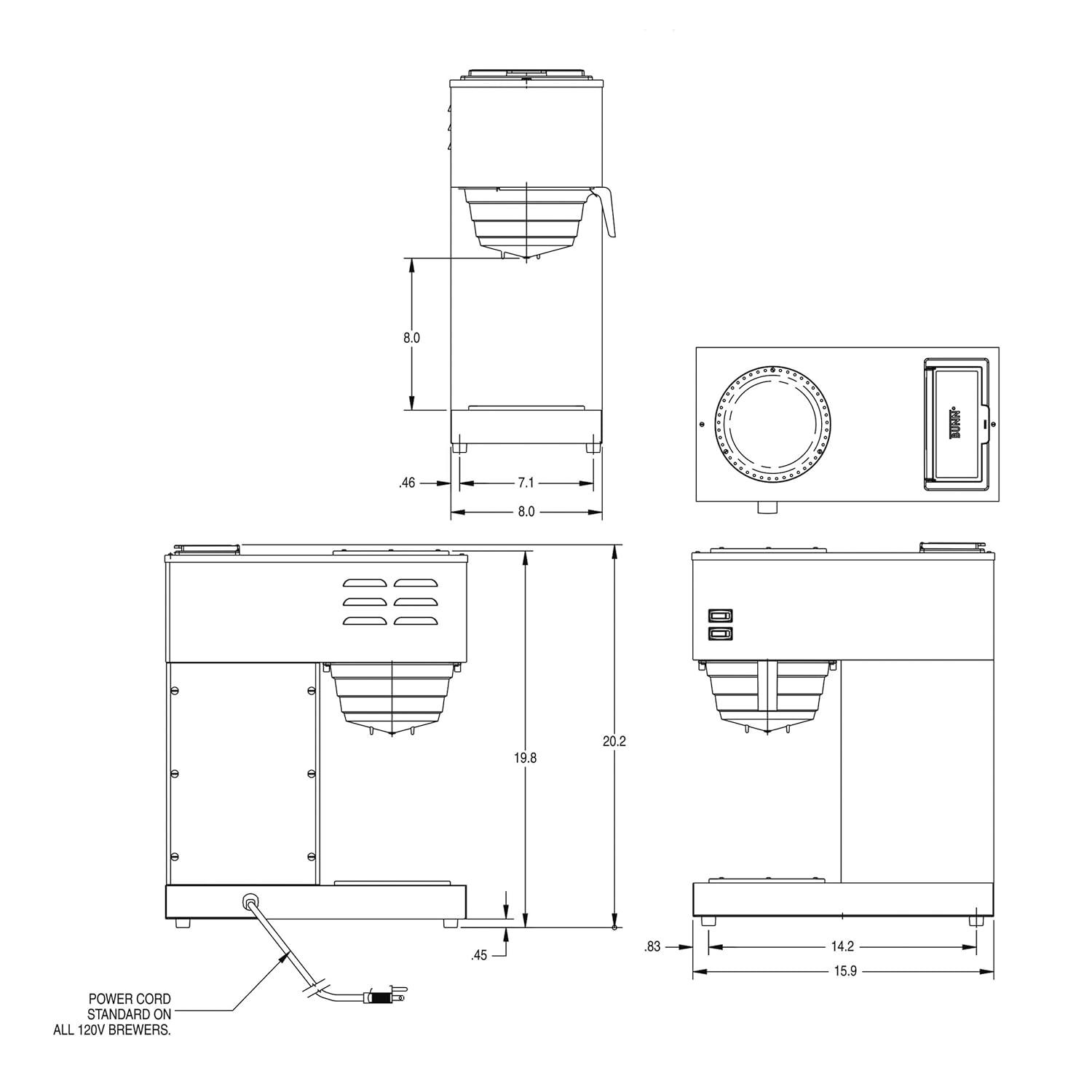 BUNN VPR 12-Cup Commercial Coffee Brewer with Two Glass Decanters, 2 Warmers