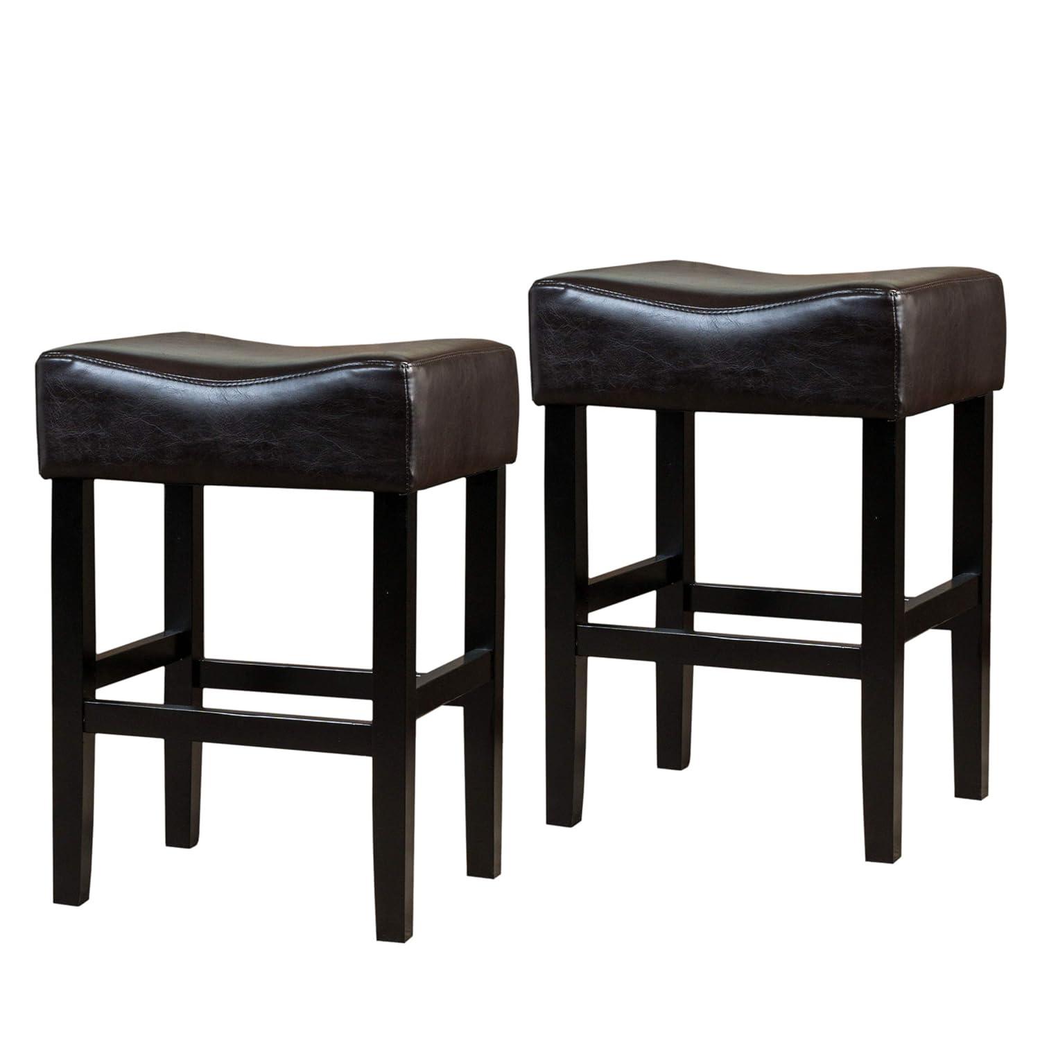 Christopher Knight Home Set of 2 Portman Backless Counter Height Barstools Brown: Upholstered, Wood Frame, 26" Seat Height