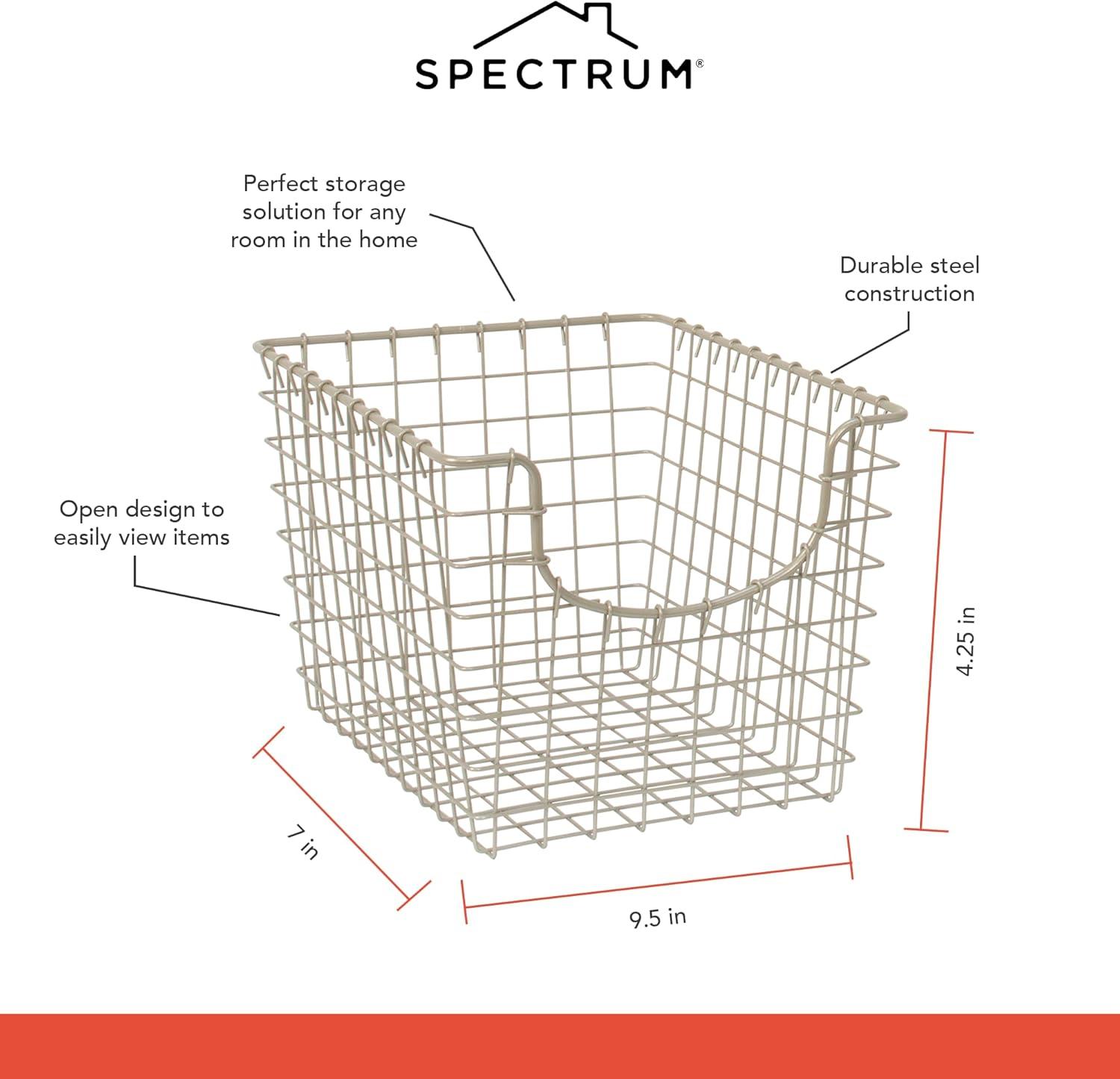 Spectrum Diversified Scoop Small Basket Silver Rose Gold: Metal Utility Storage, Portable Universal Organizer