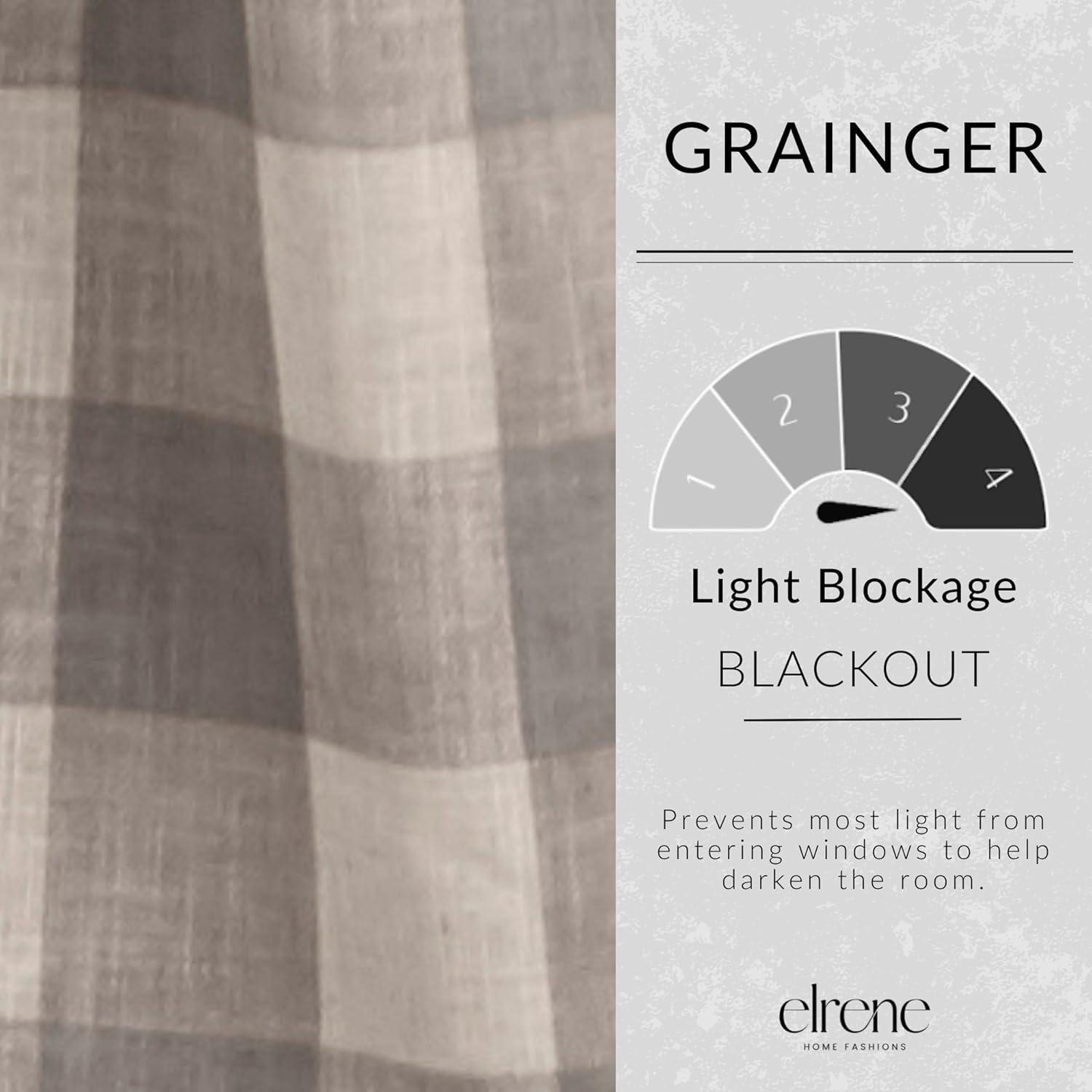 Elrene Grainger Buffalo Check Lined Room Darkening Single Window Curtain Panel - Elrene Home Fashions