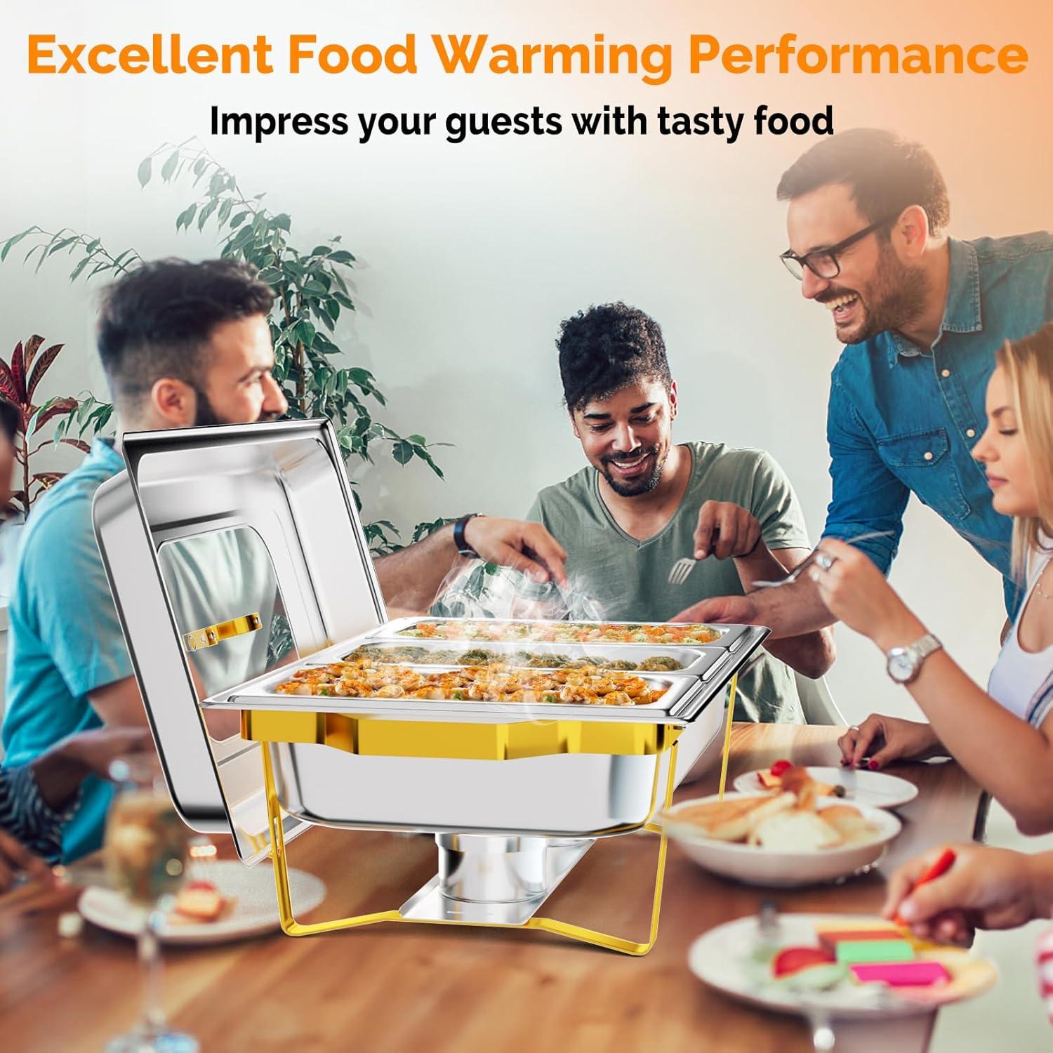 ROVSUN 8 Quart Stainless Steel Silver Chafing Dish Buffet Set 1/3 Food Pan