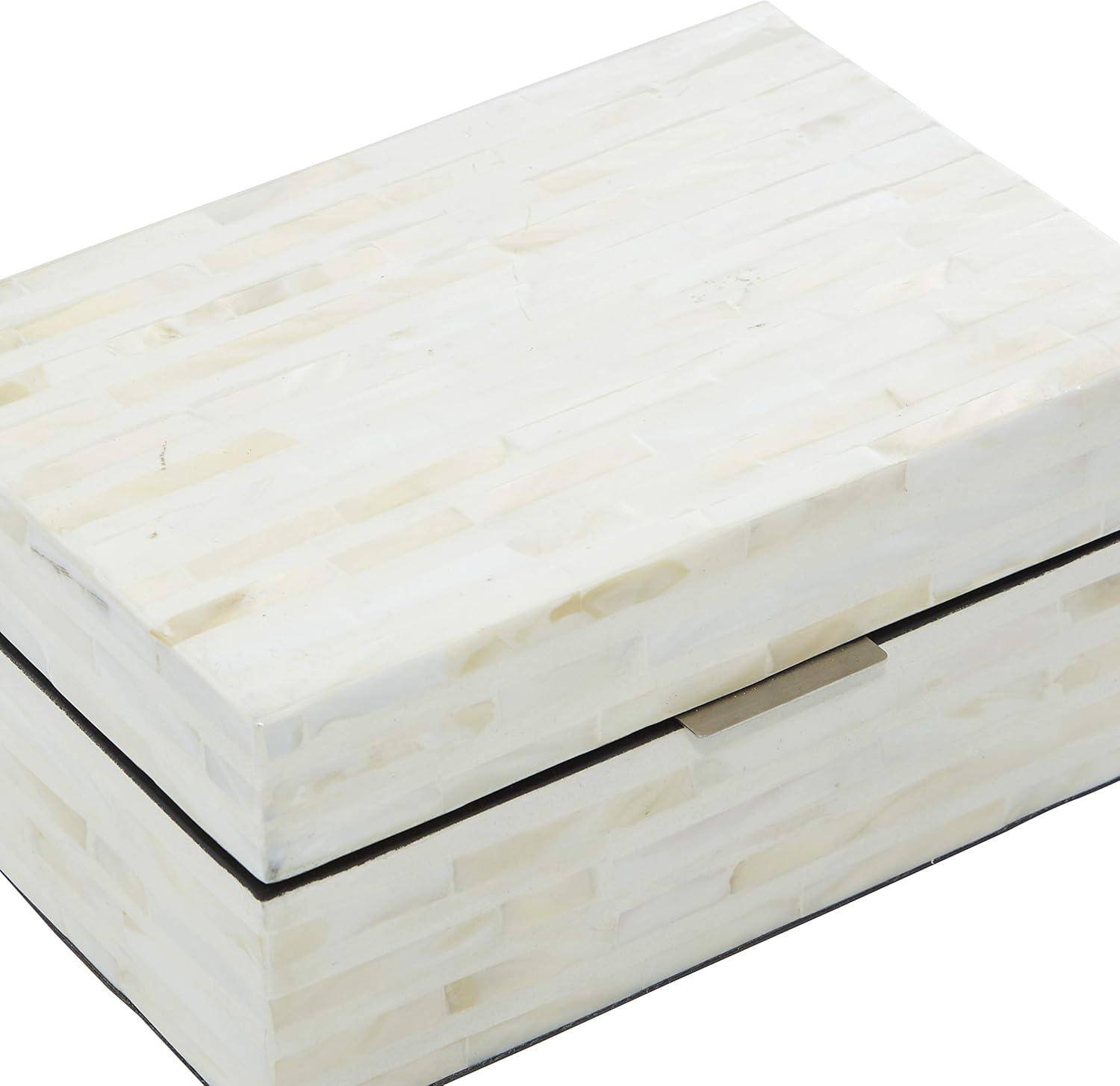 Set of 2 Shell Mosaic Patterned Wood Box White - Olivia & May