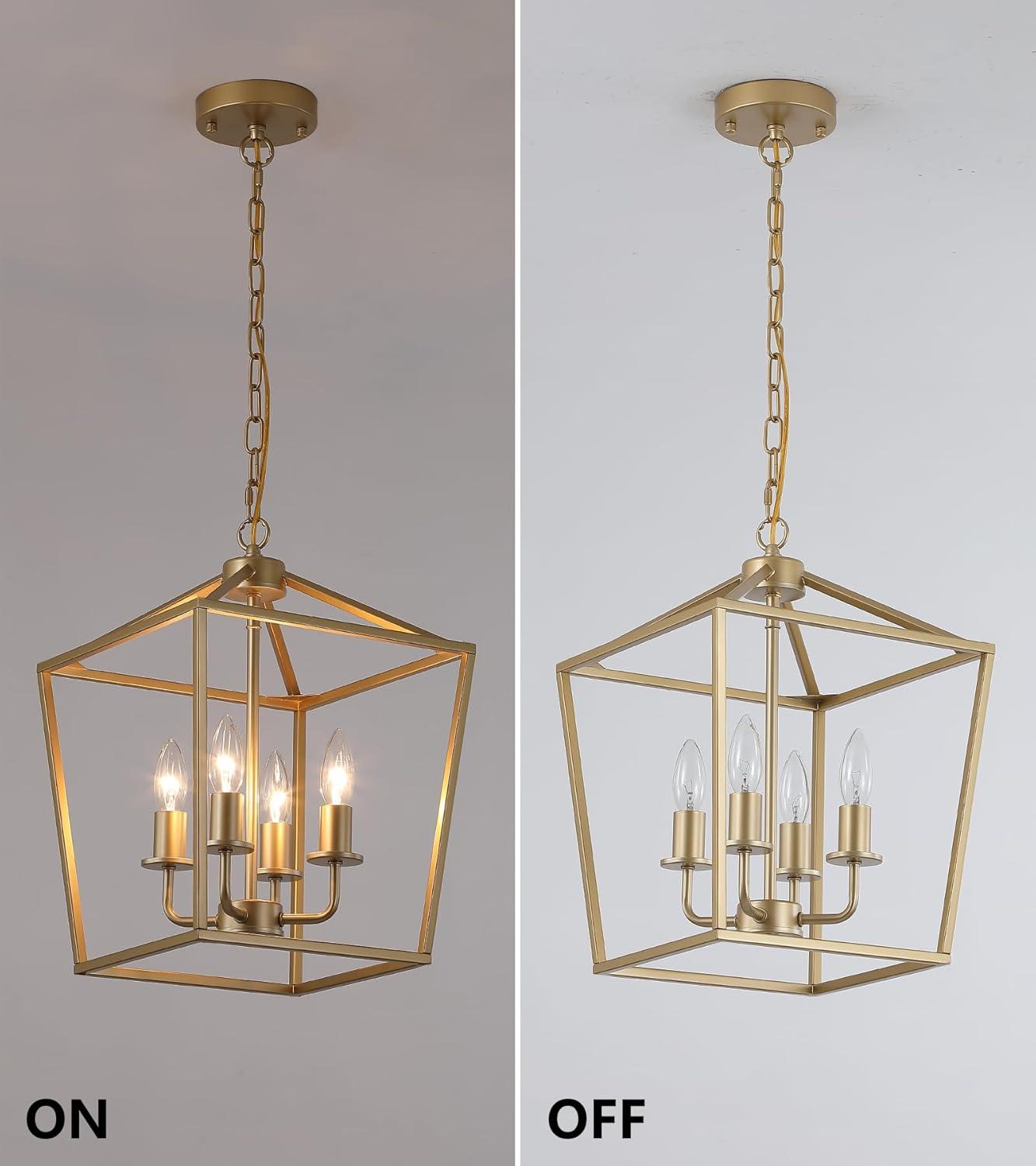 Valentin Gold 4-Light Metal Lantern Chandelier