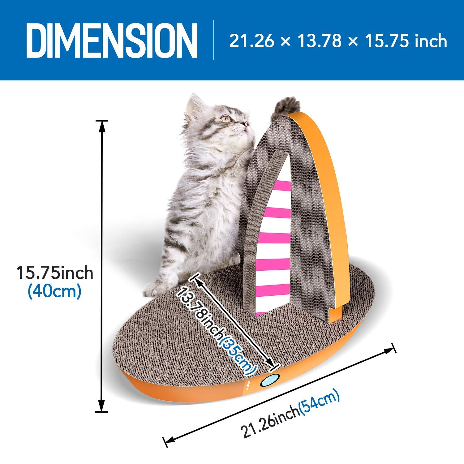 FluffyDream Cat Condo Scratcher Post Cardboard, Sailboat Shape Cat Scratching Lounge Bed