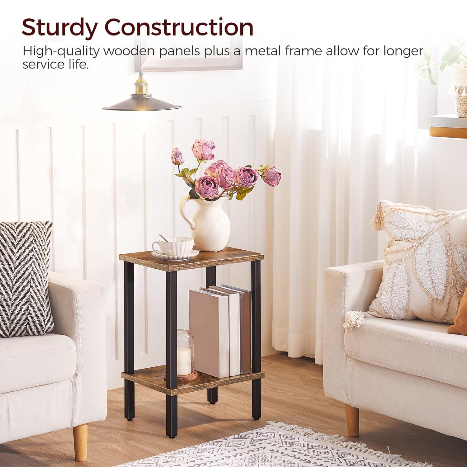 End Table, Set of 2, Side Table, Nightstand, 2-Tier Storage Shelf, Sofa Table for Small Space, Living Room, Bed Room TB01BB035