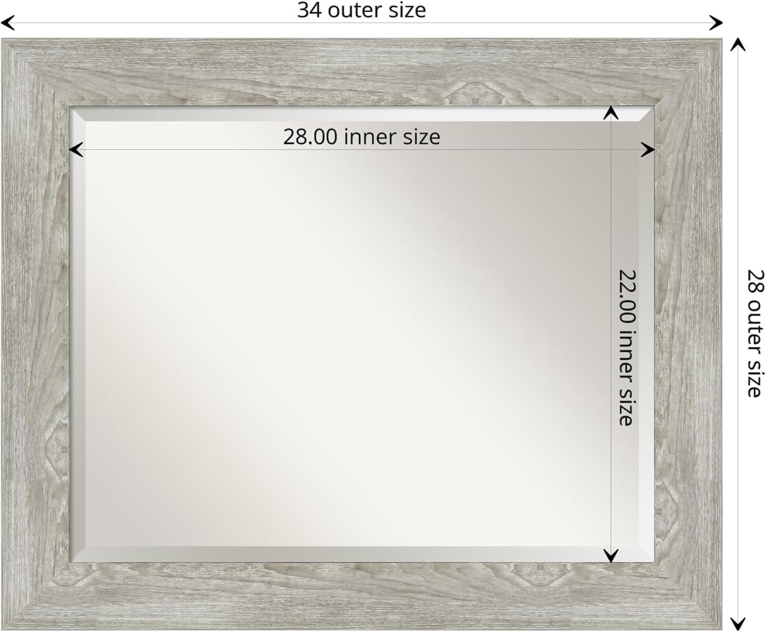 Dove Greywash Rectangular Wood Bathroom Vanity Mirror