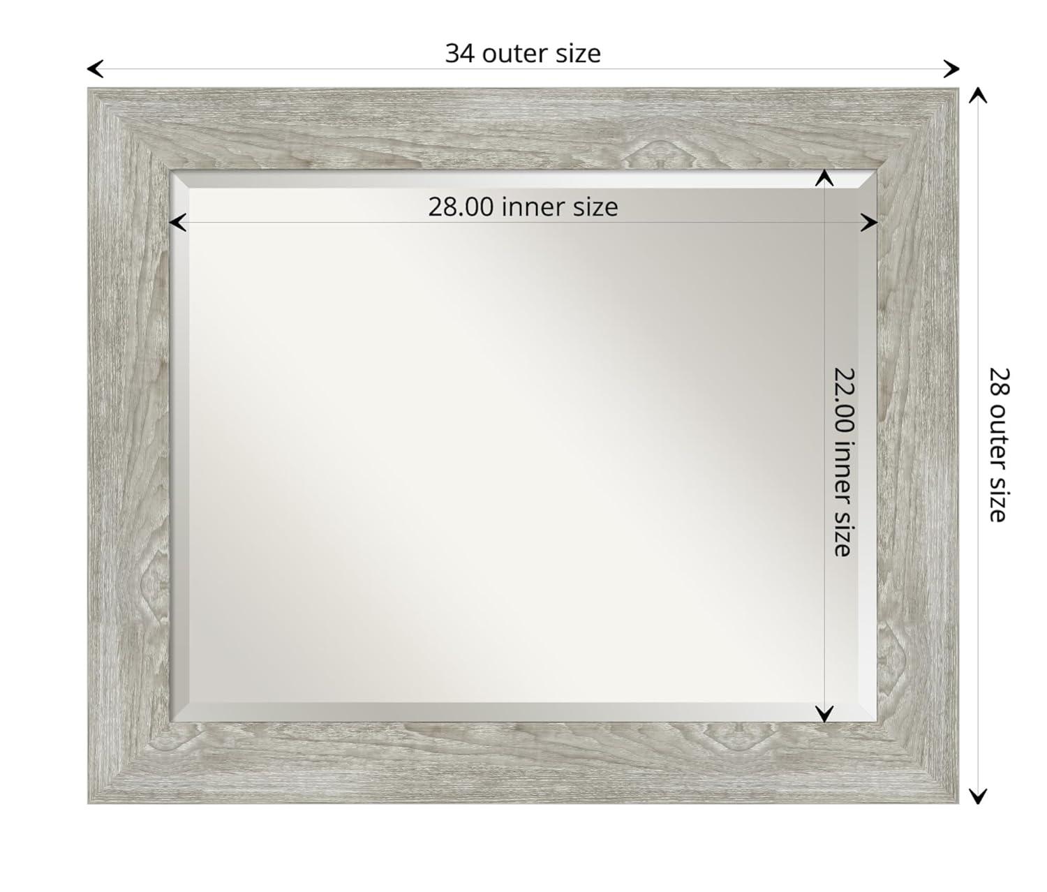 34" x 28" Dove Graywash Framed Bathroom Vanity Wall Mirror - Amanti Art: Modern, Wall Mount, Wood Frame