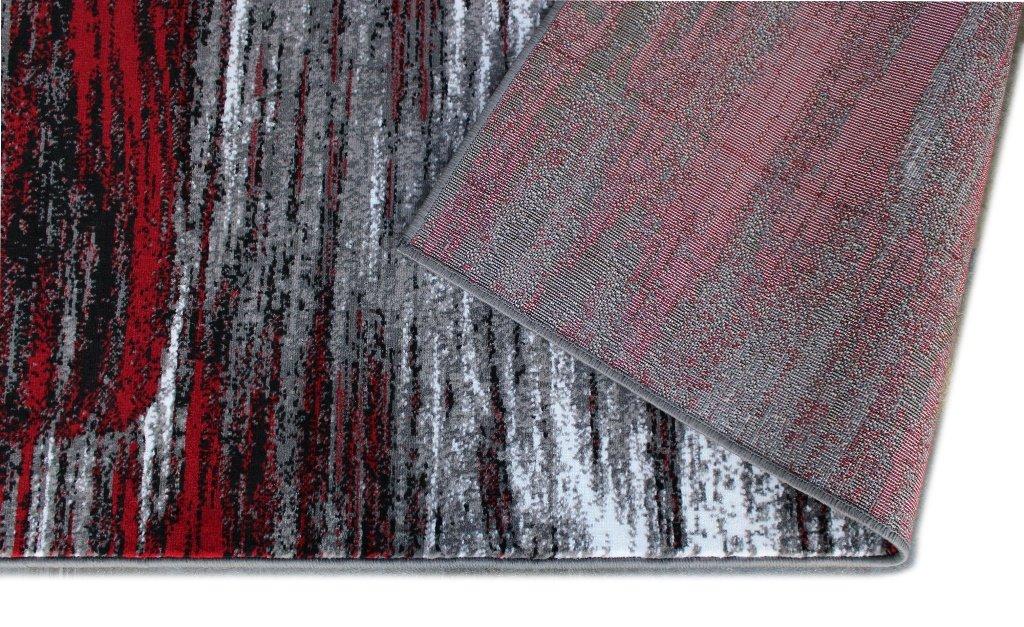 BizChair Modern Contemporary Area Rug, Red Grey Black (5 Feet X 7 Feet)