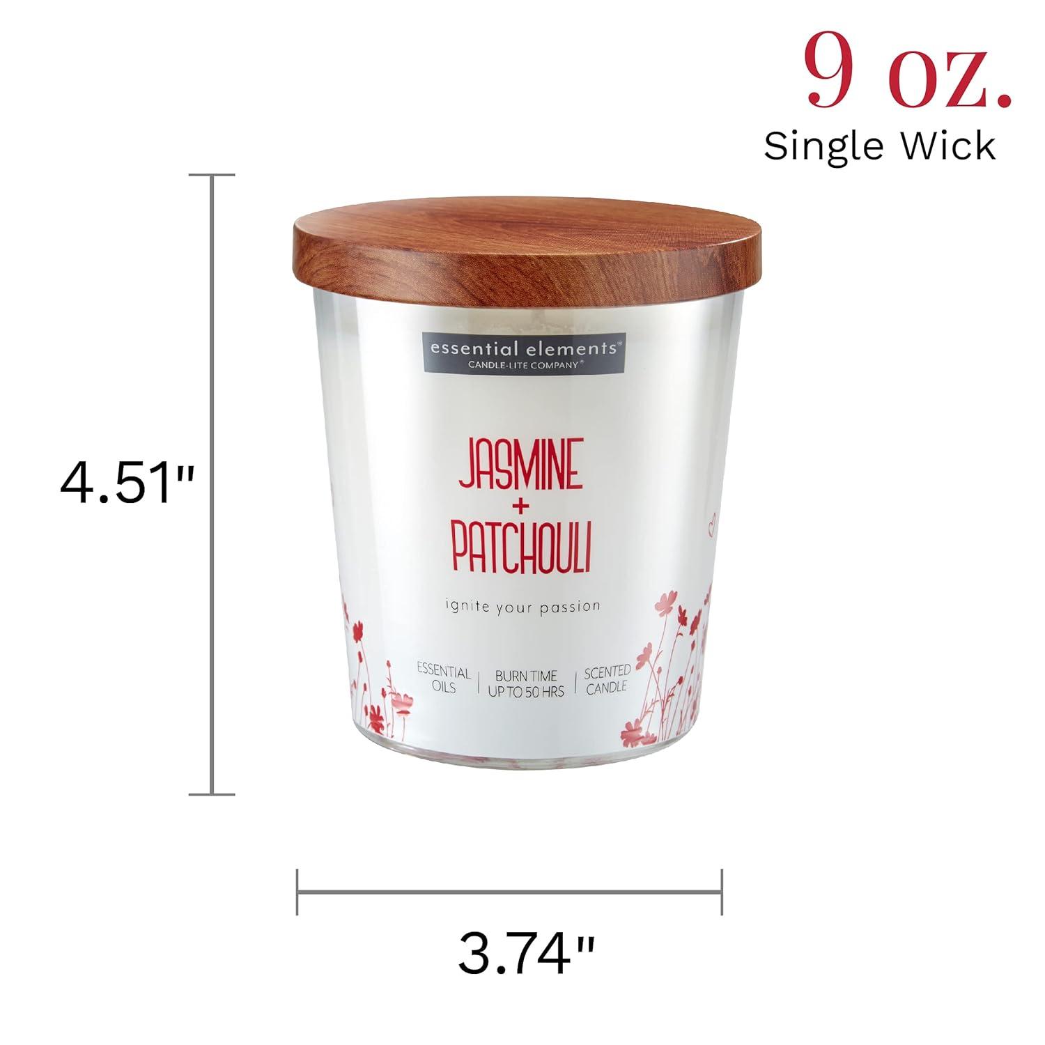Candle Lite 251058 9 oz Jasmine & Patchouli Jar Candle with Gray Wood Lid